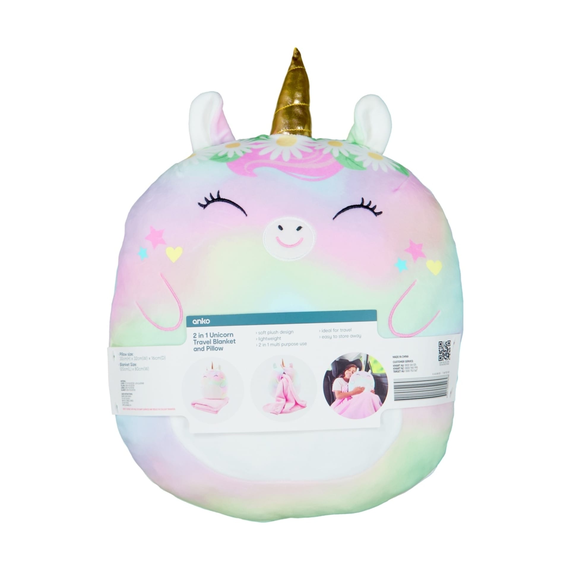 2in1 Unicorn Travel Blanket and Pillow Kmart