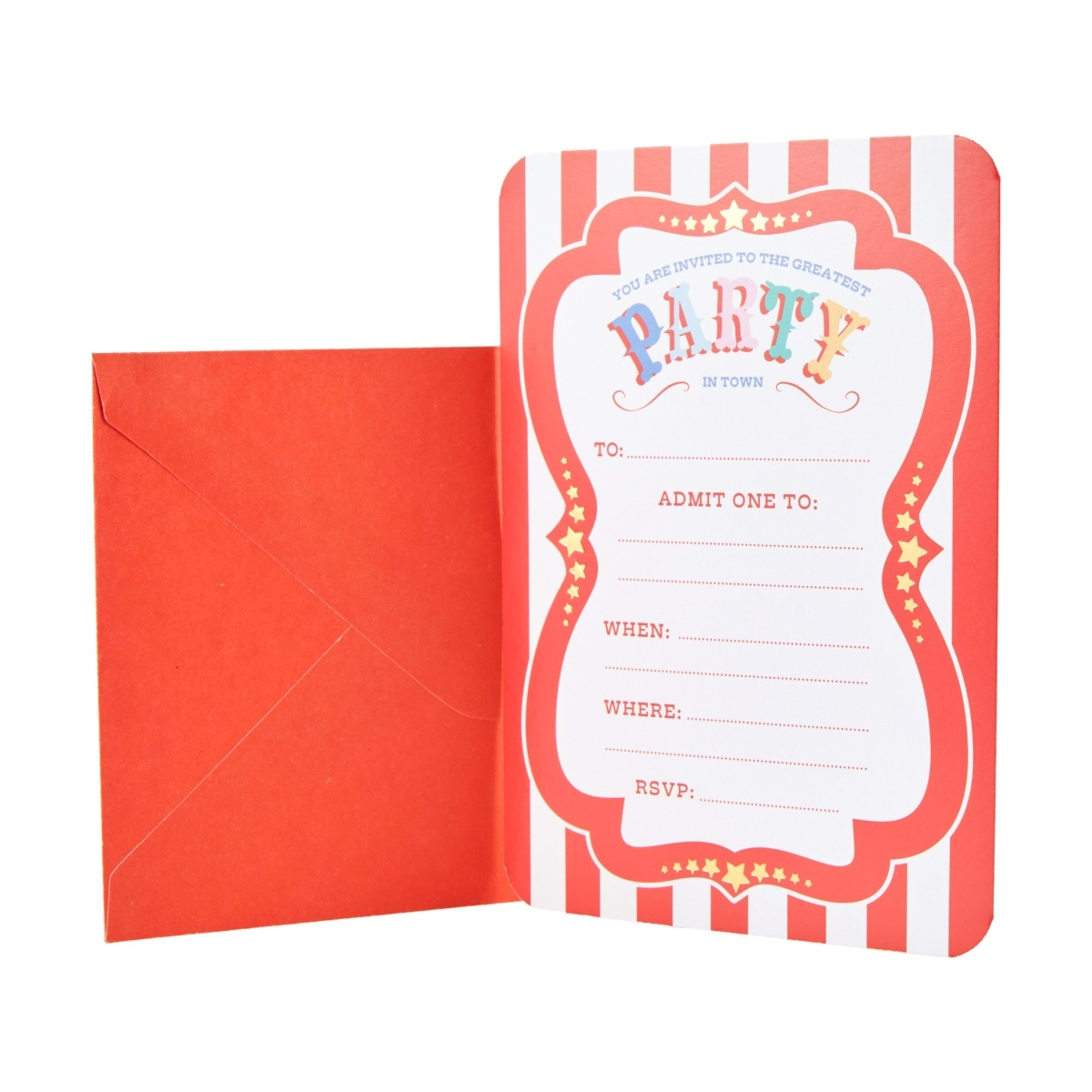 1 8 Piece Carnival Party Invitations, 1 of 3