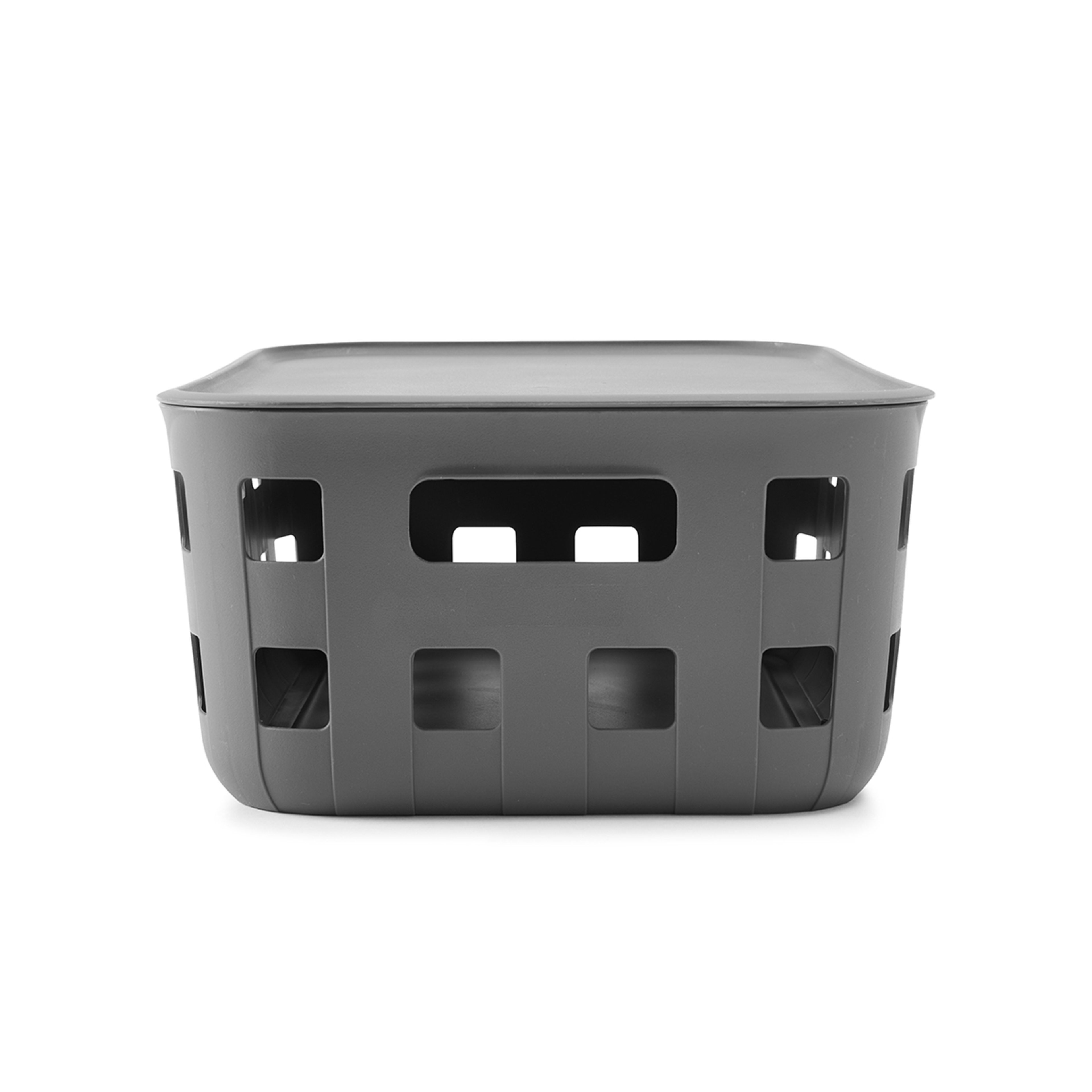 3 12L Rectangle Trellis Basket with Lid - Charcoal, 3 of 9