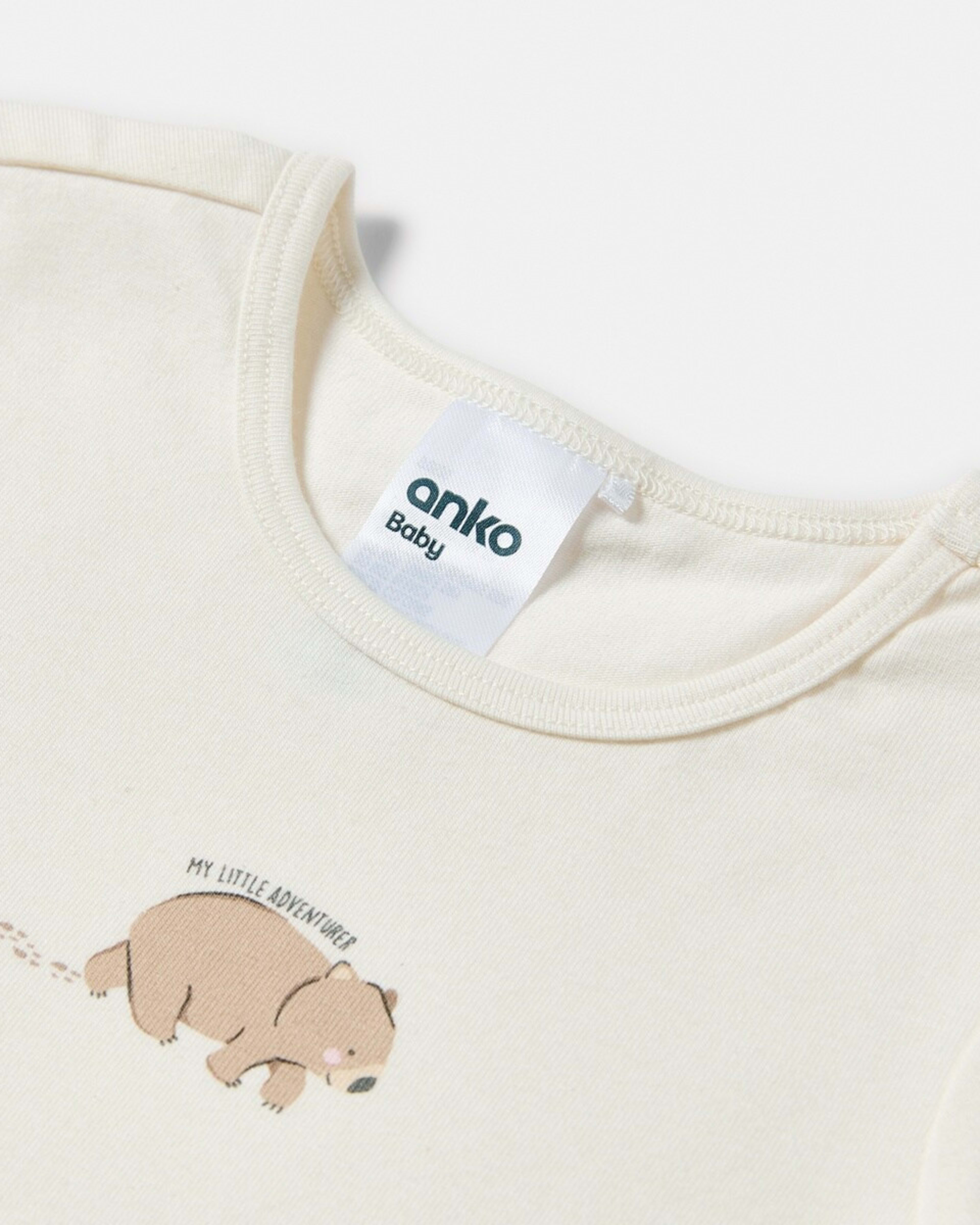 6 3 Pack Short Sleeve Print Bodysuits TAN WOMBAT, 6 of 8