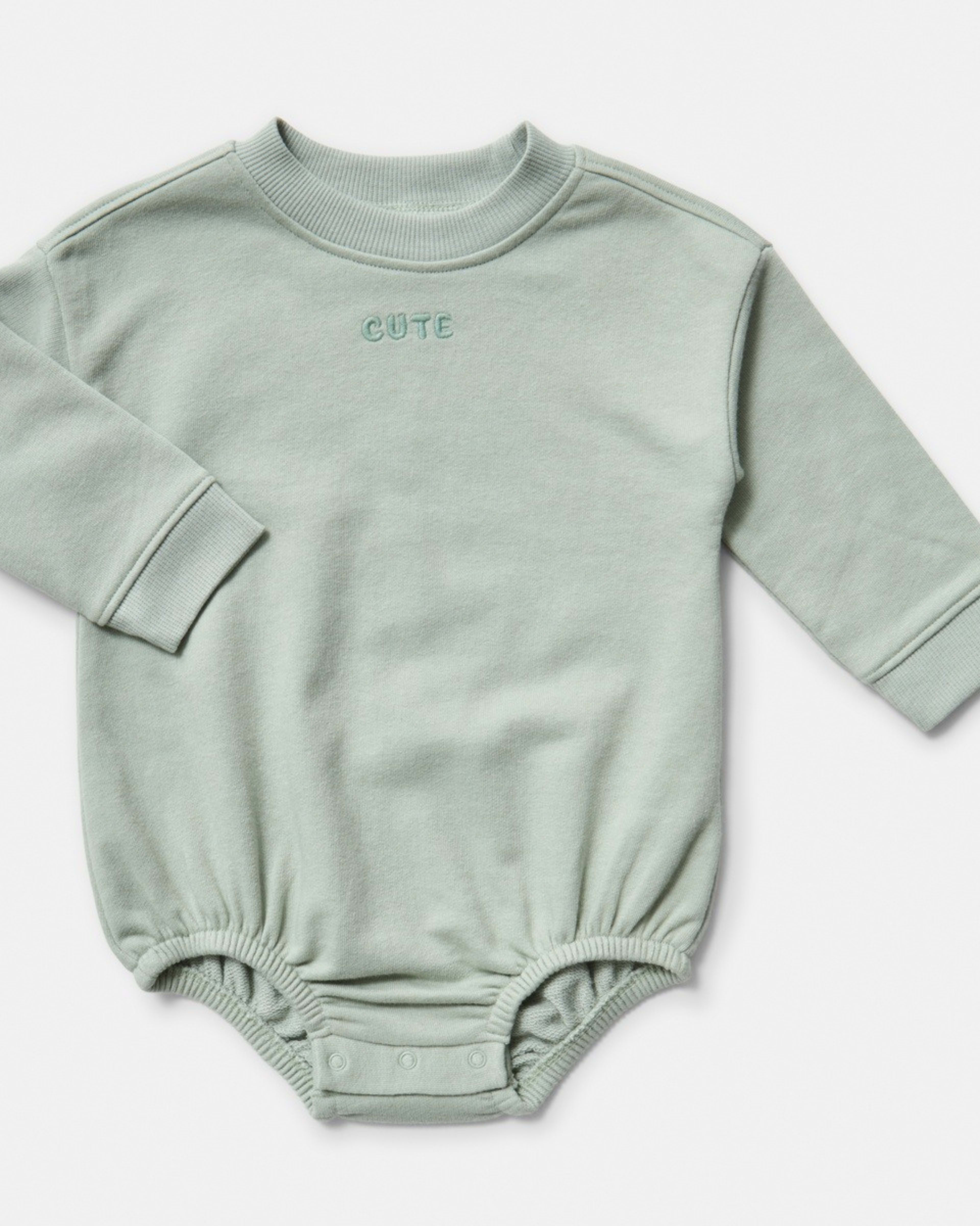 1 Long Sleeve Terry Bodysuit AQUA GREY CUTE, 1 of 5