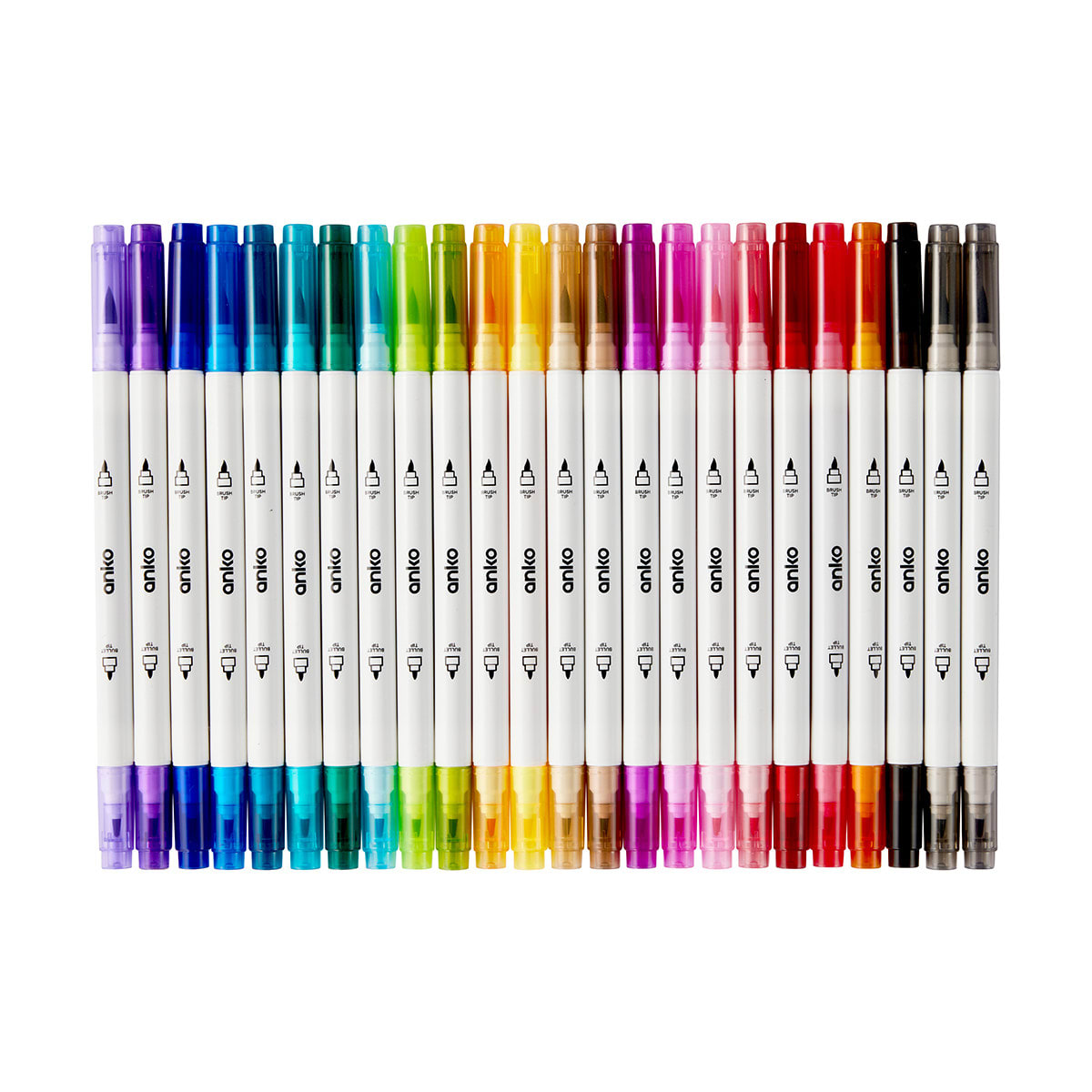 24 Pack Dual Tip Brush Markers - Kmart