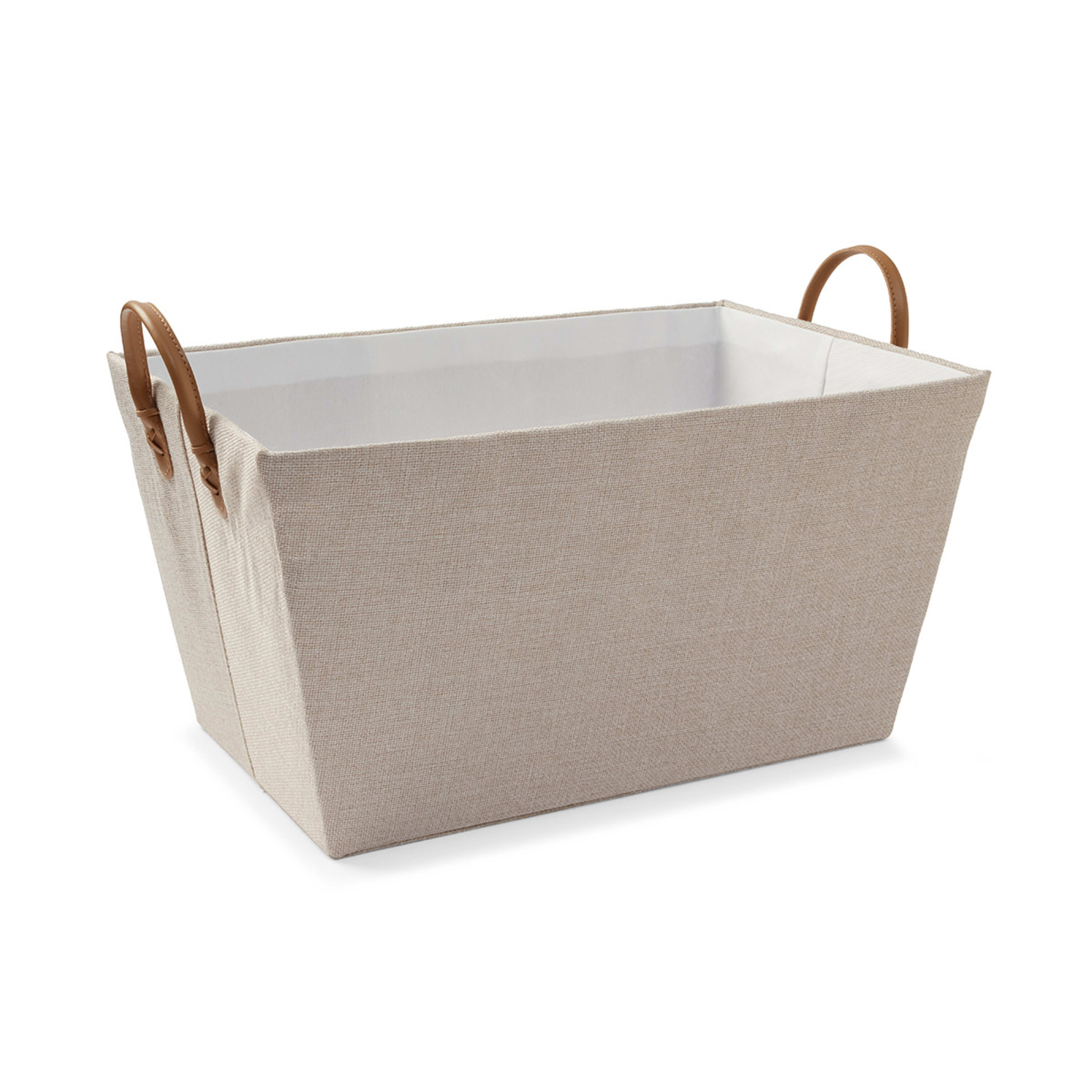 Linen Look Tapered Rectangle Basket - White and Beige - Kmart