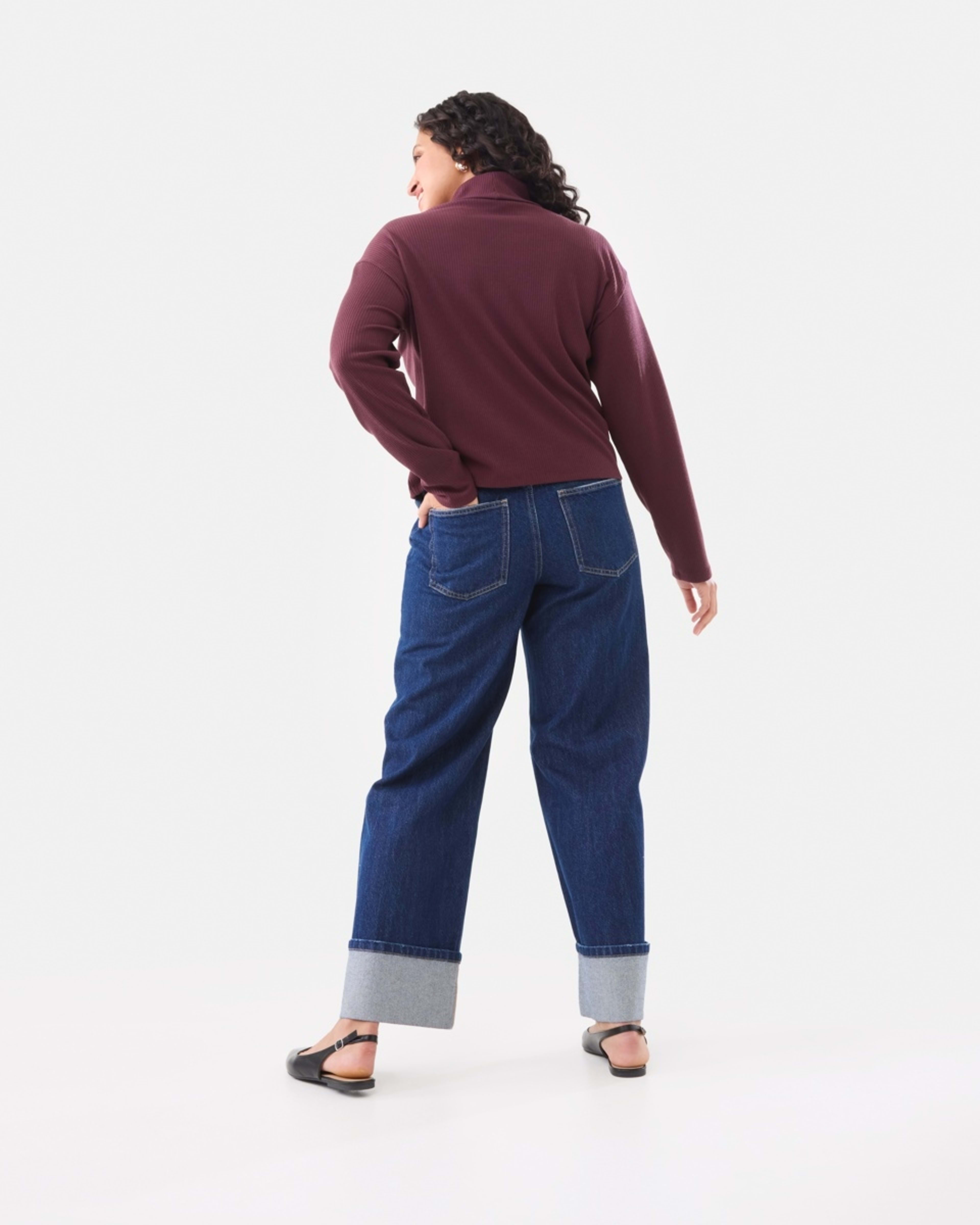 4 Cuffed Hem Jeans Dark Wash, 4 of 7