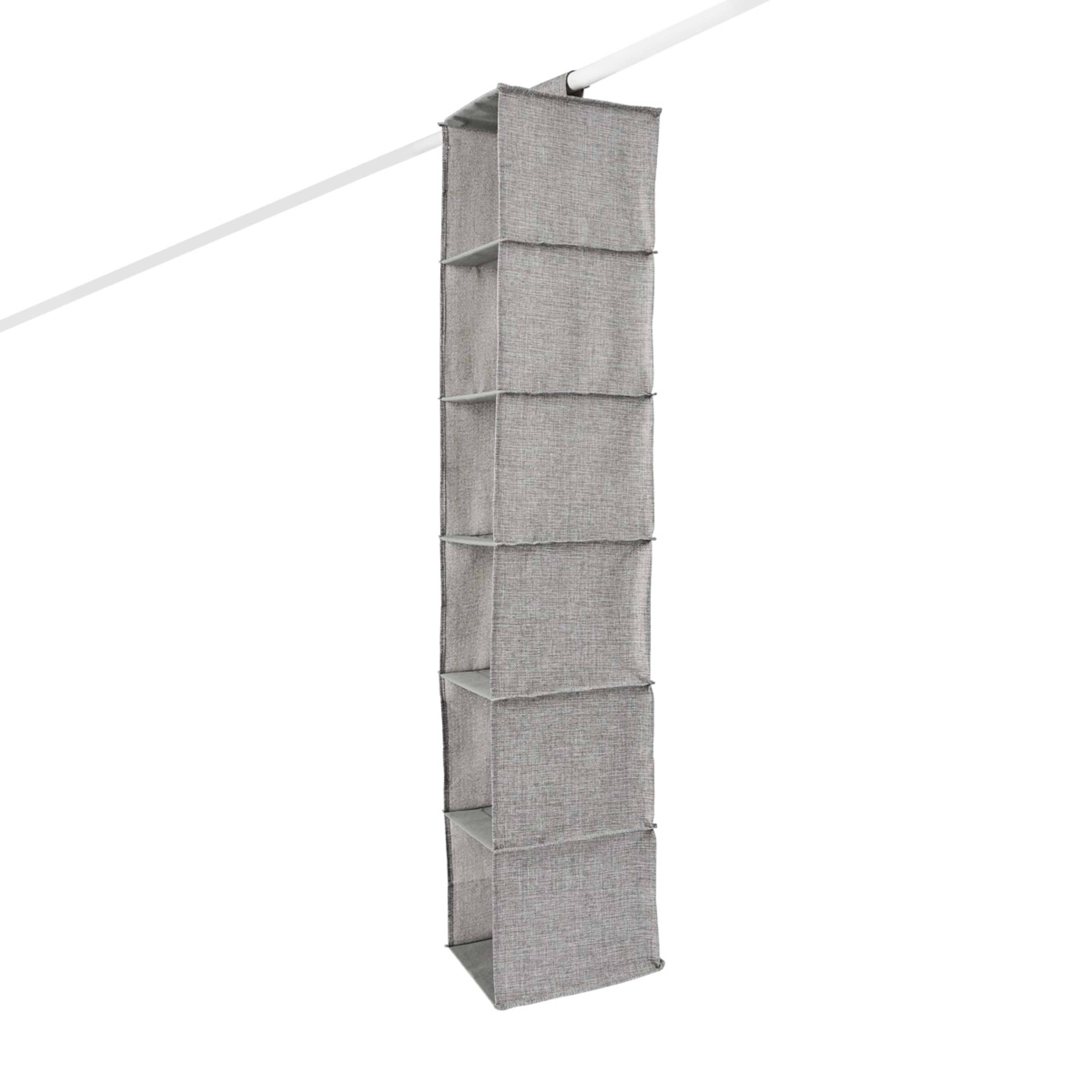 5 6 Shelf Linen Look Hanging Organiser - Charcoal, 5 of 8