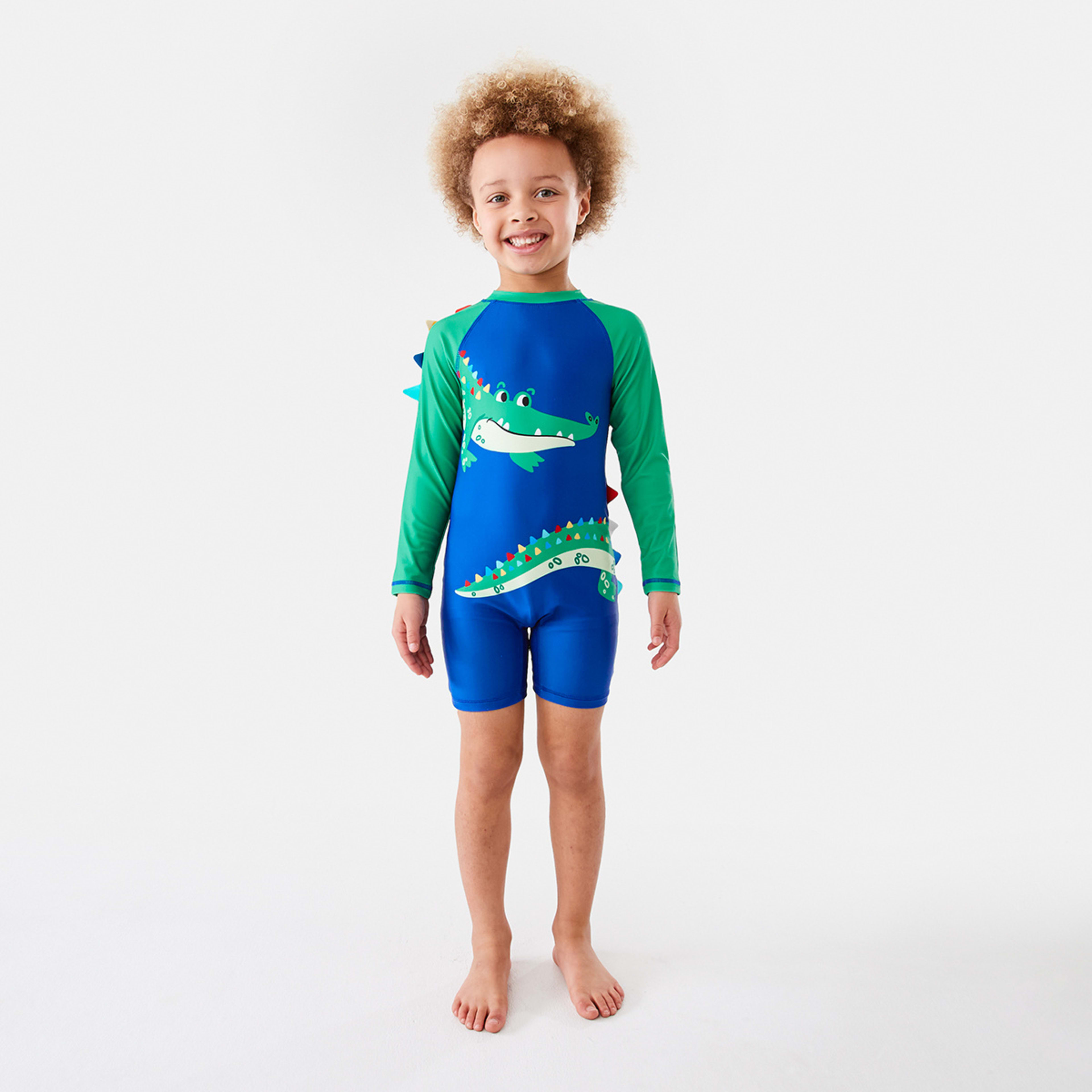 7 Long Sleeve Novelty Swimsuit Blue Croc, 7 of 10