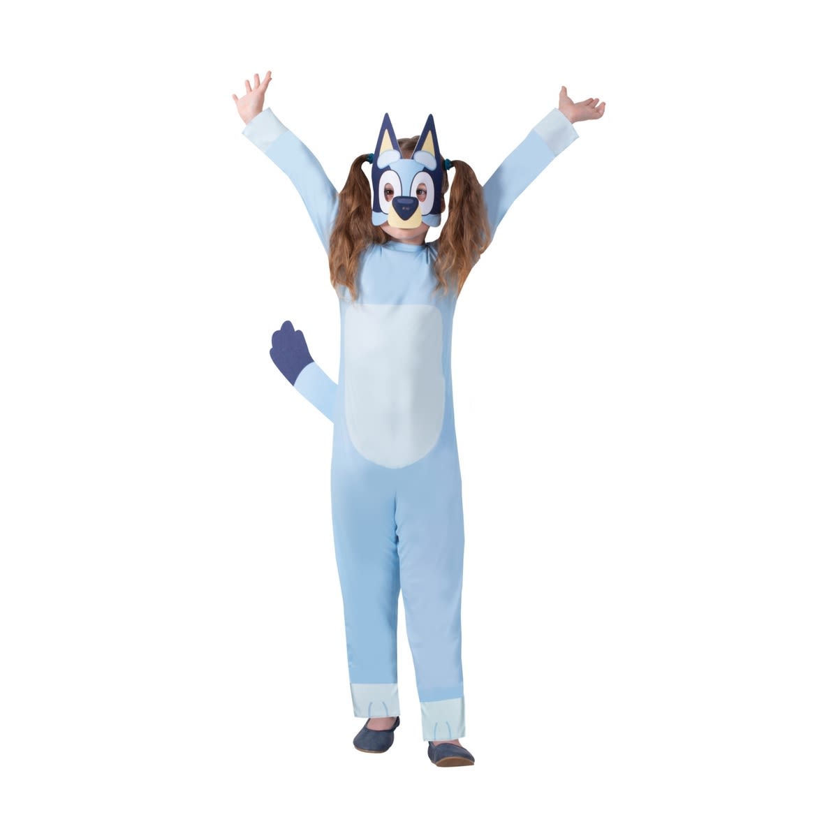 Bluey Blue Heeler Dog Halloween Costume Headpiece Tail Jumpsuit Toddler 3T-4T 