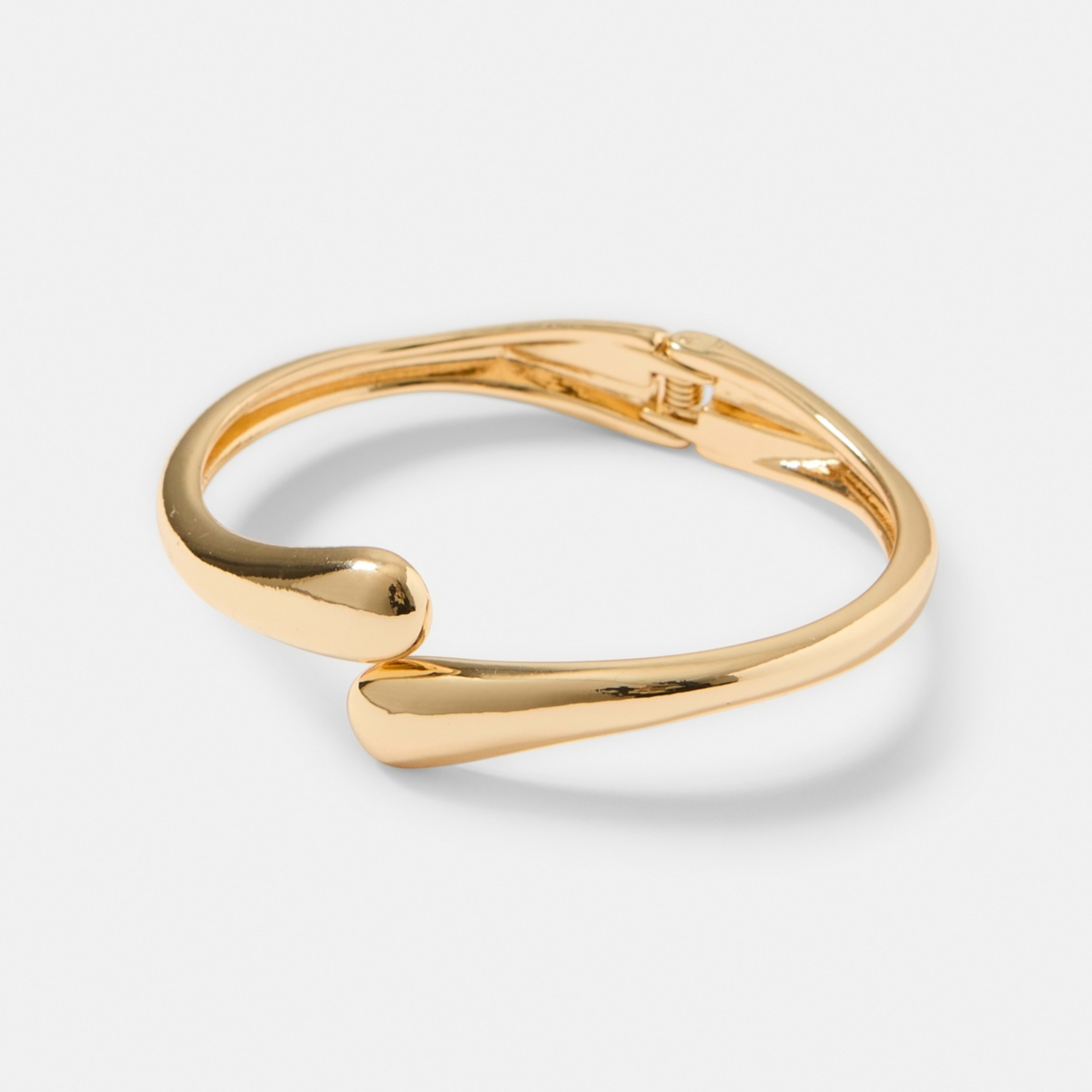 2 Teardrop Hinged Cuff Bracelet - Gold Tone, 2 of 4
