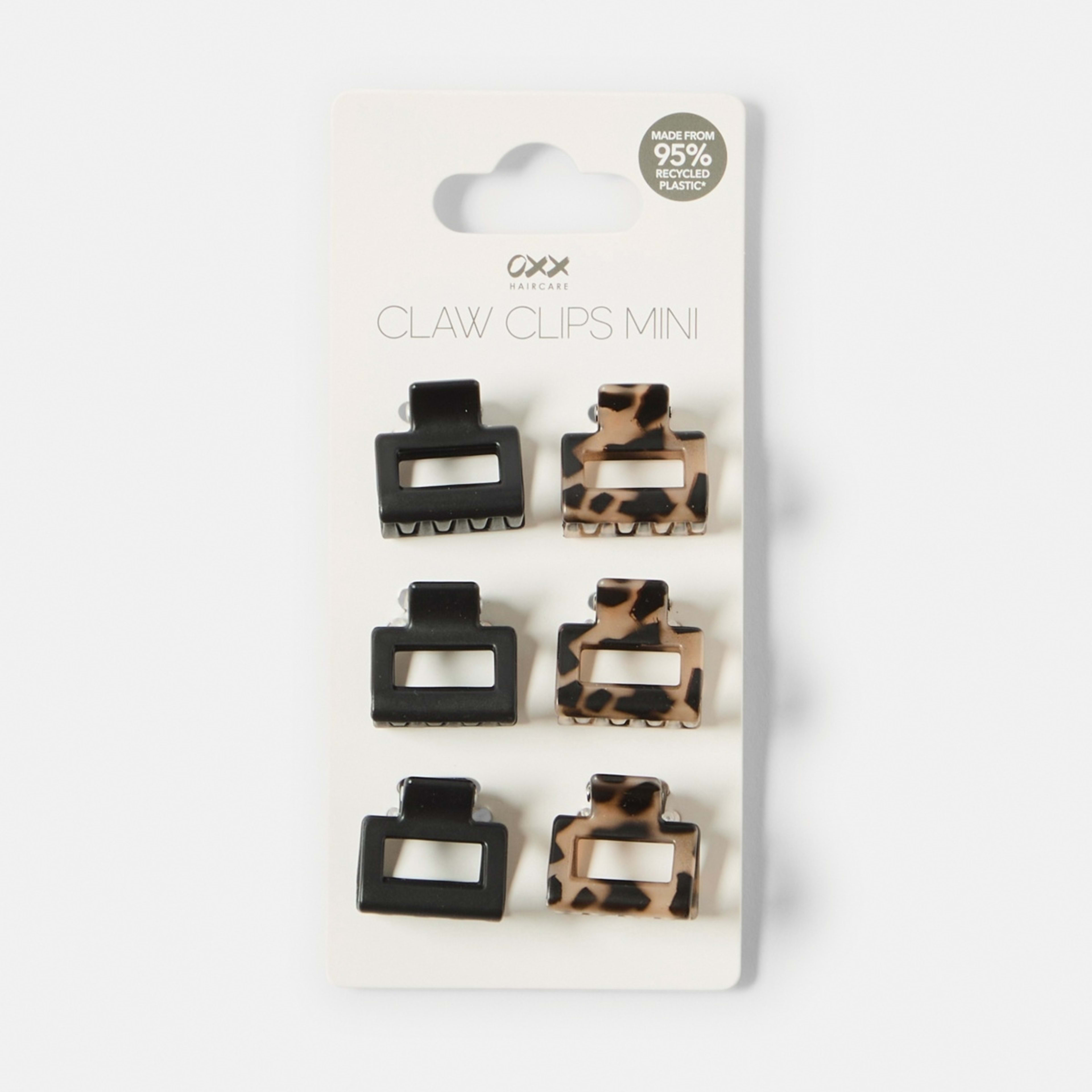 4 OXX Haircare 6 Pack Black and Tort Mini Rectangular Claw Hair Clips, 4 of 4