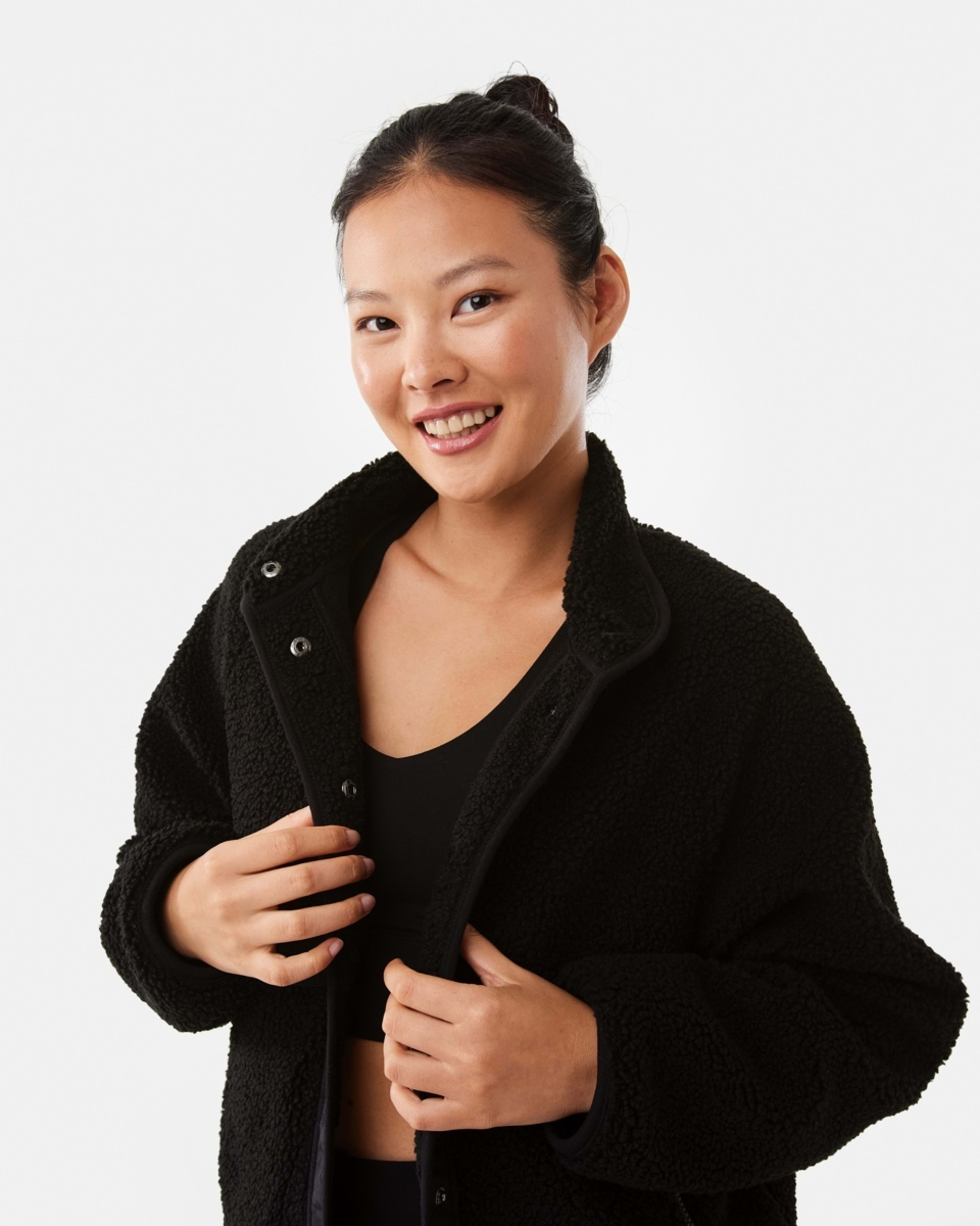6 Active Womens Sherpa Patch Jacket Black, 6 of 9
