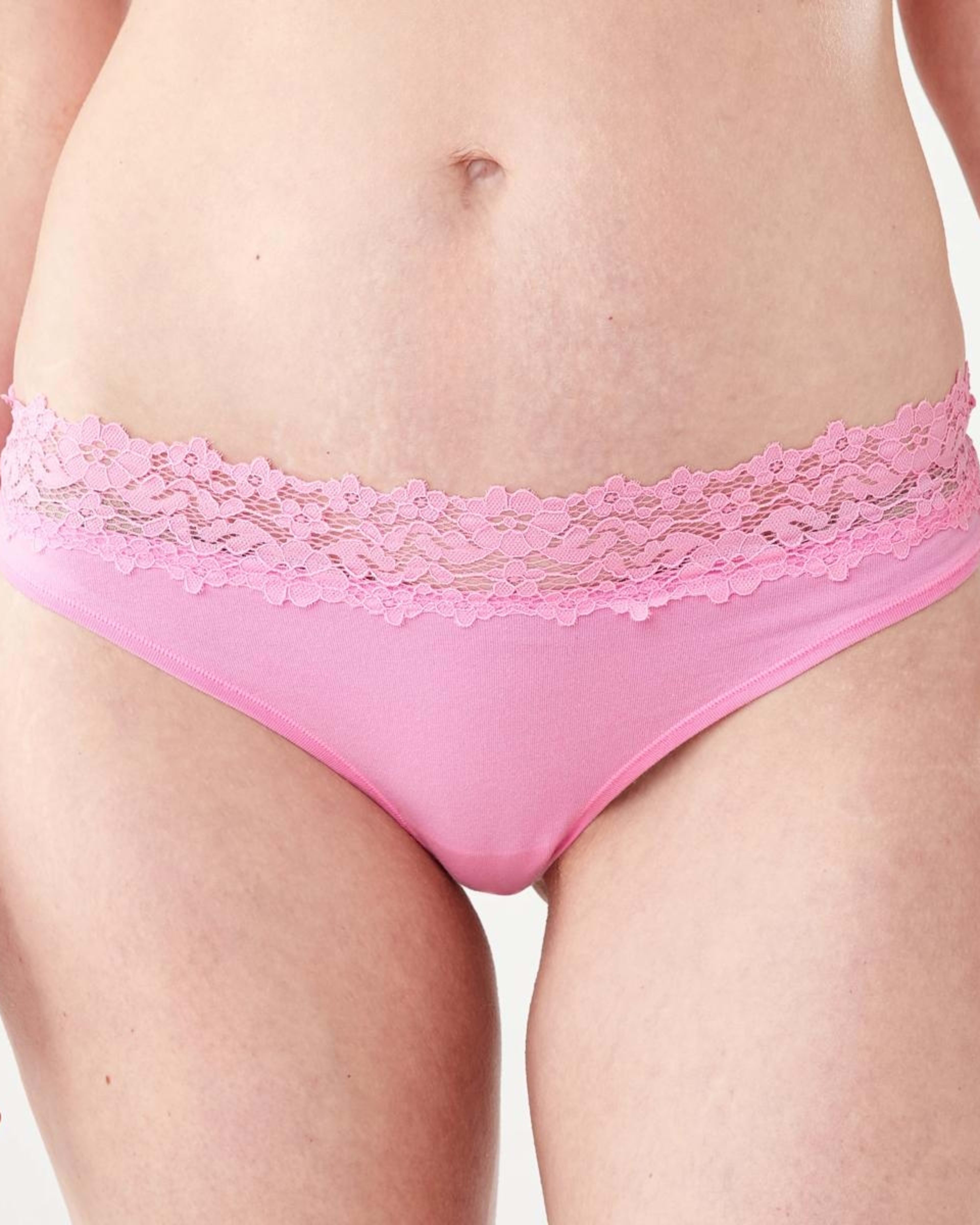 4 3 Pack Cotton Lace Tanga Briefs LIGHT FAWN, BRIGHT LAVENDER, FAIRY FLOSS, 4 of 8