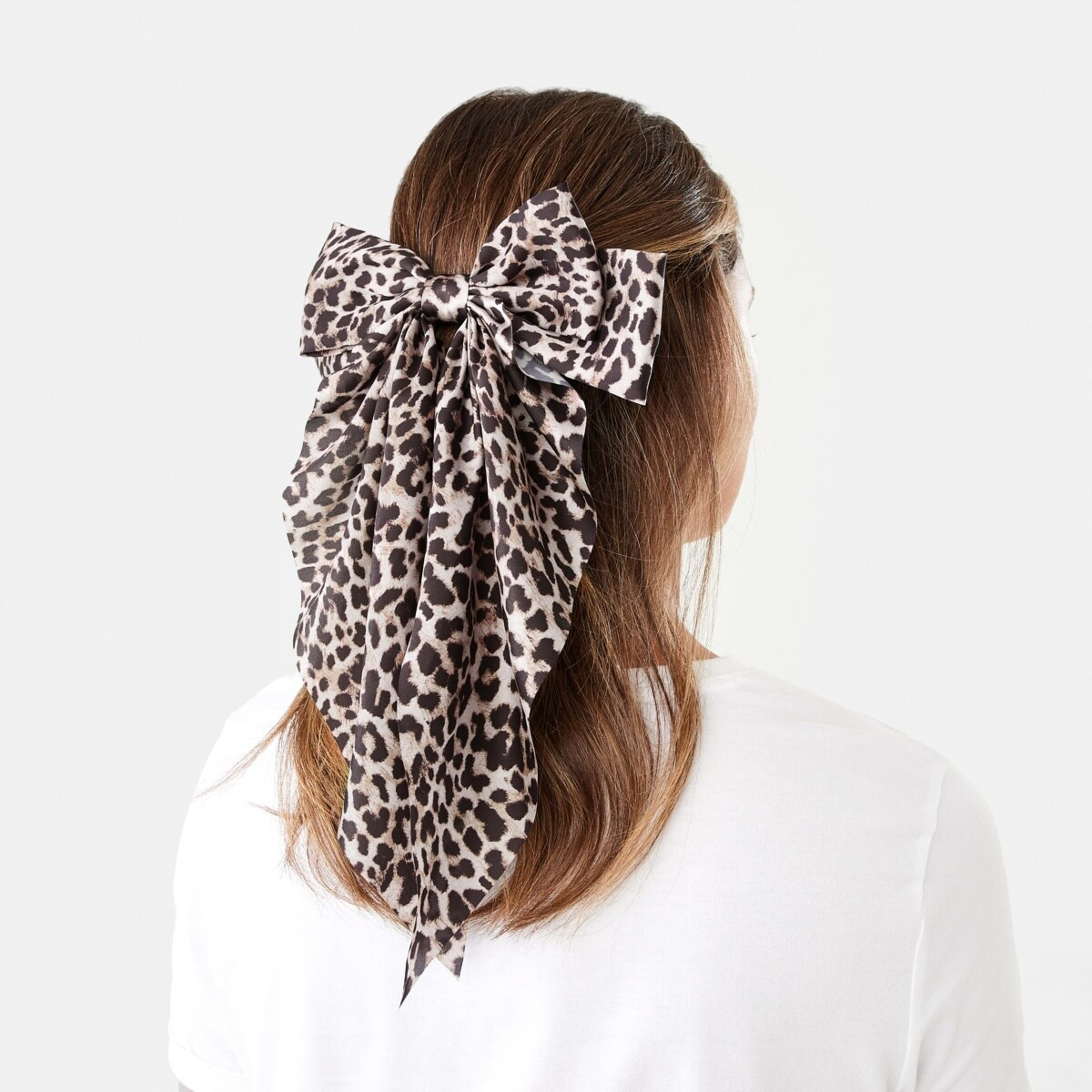 3 Leopard Barrette Large Bow Hair Clip, 3 of 4