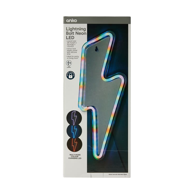 LED Neon Lightning Bolt Light Kmart