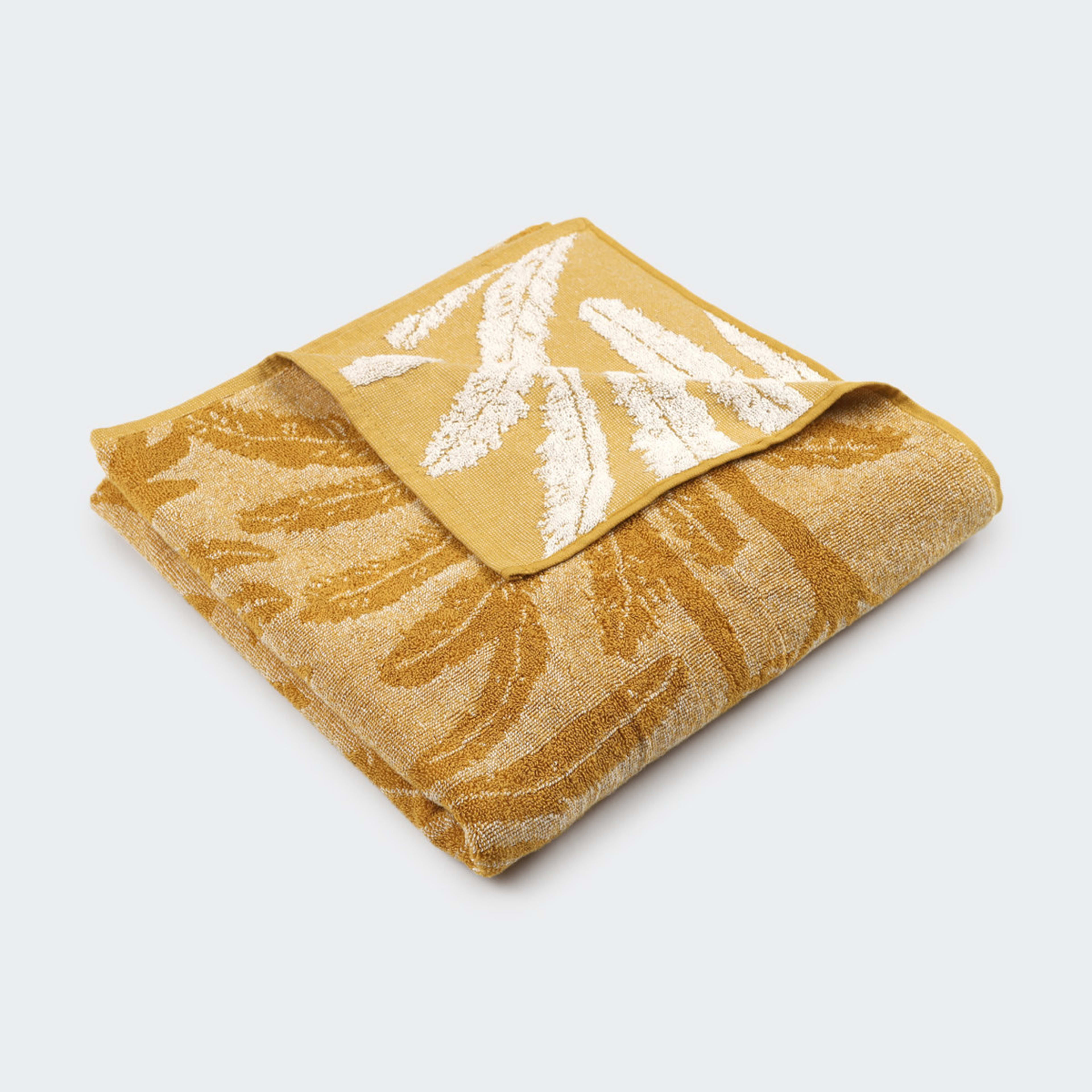 Mustard Palm Cotton Bath Towel Kmart