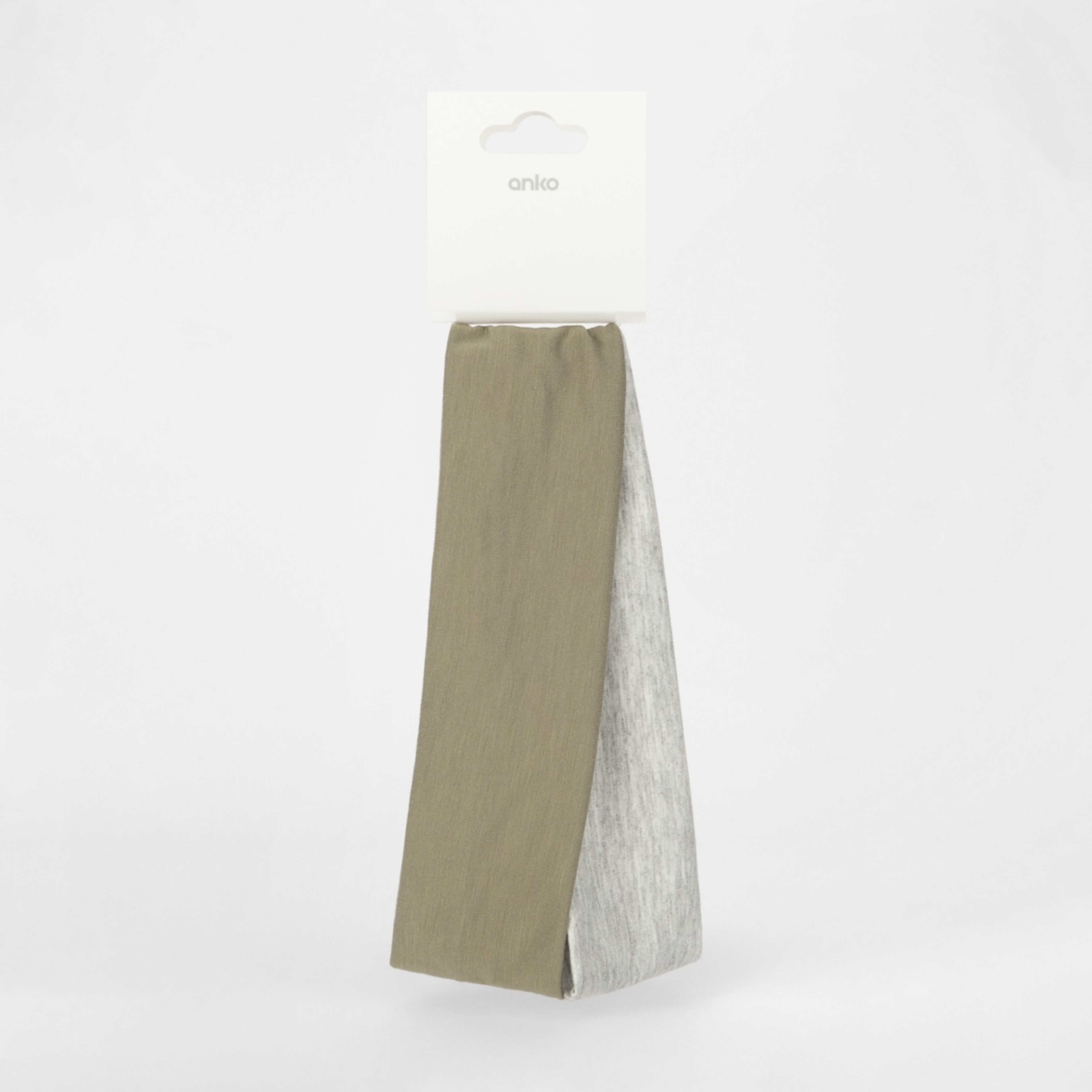 5 2 Pack Stretch Fabric Headband - Khaki and Grey, 5 of 5
