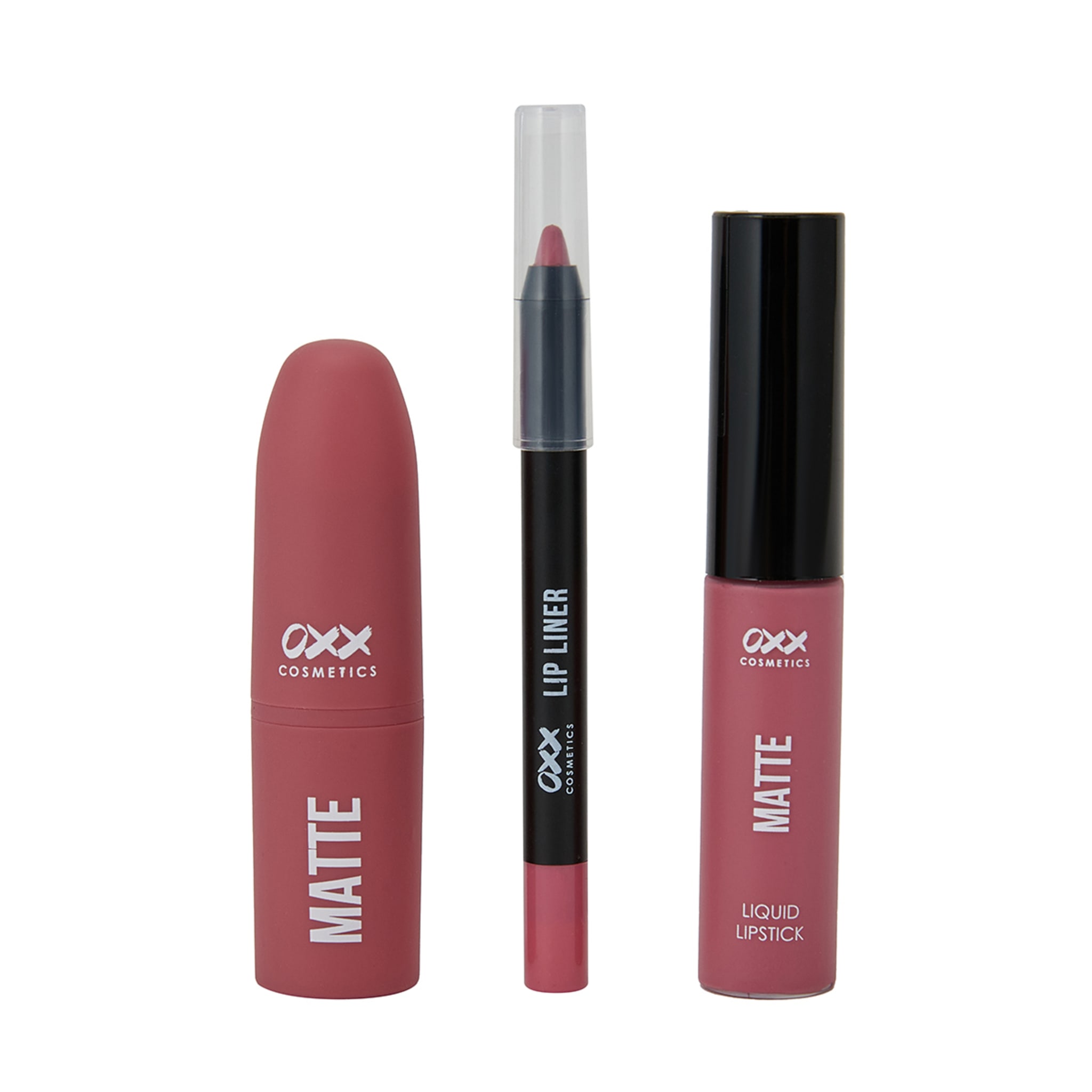 OXX Cosmetics 3 Piece Lip Kit Matte Envy Kmart