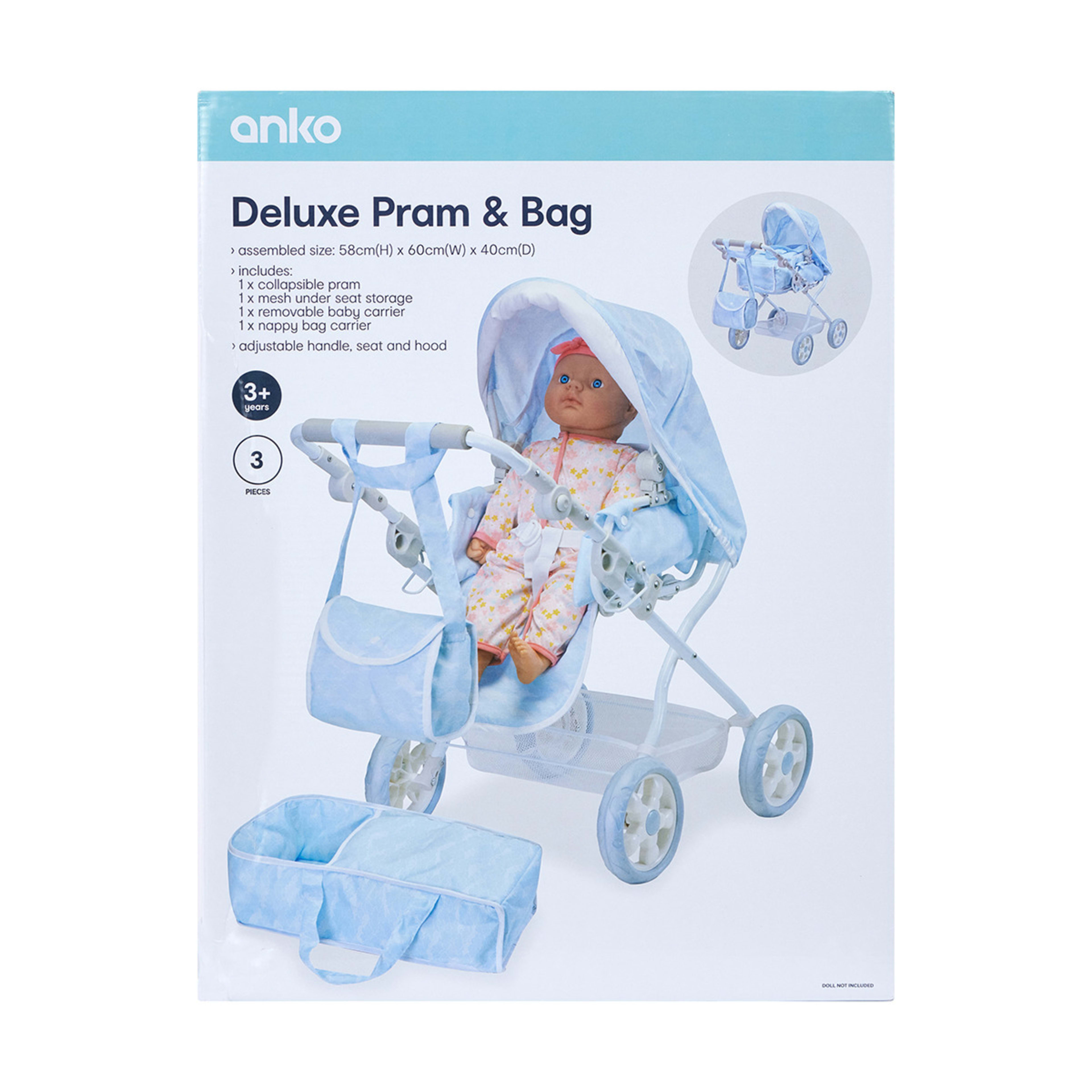 10 4 Piece Deluxe Toy Pram and Bag Set, 10 of 10