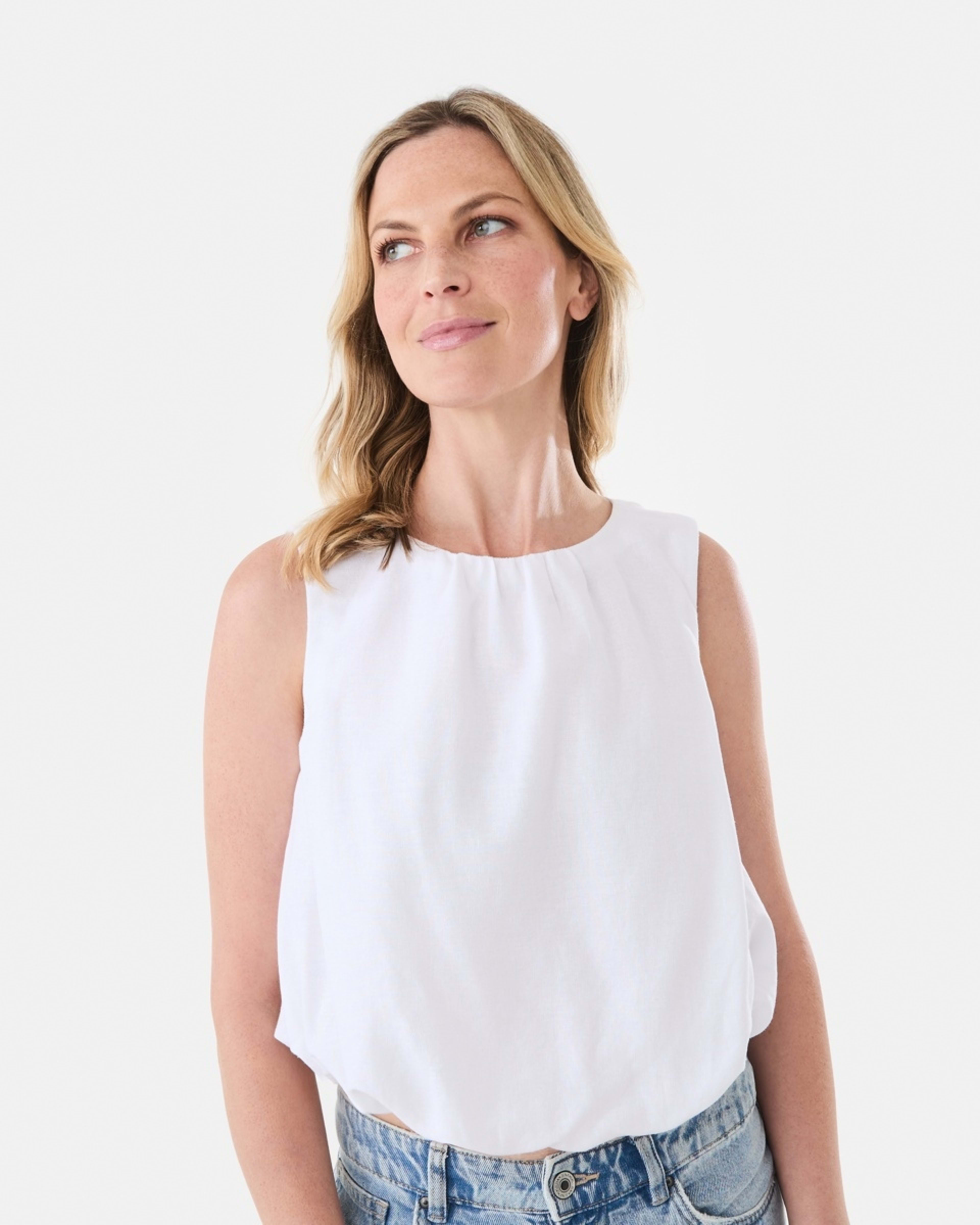 1 Sleeveless Bubble Hem Top White