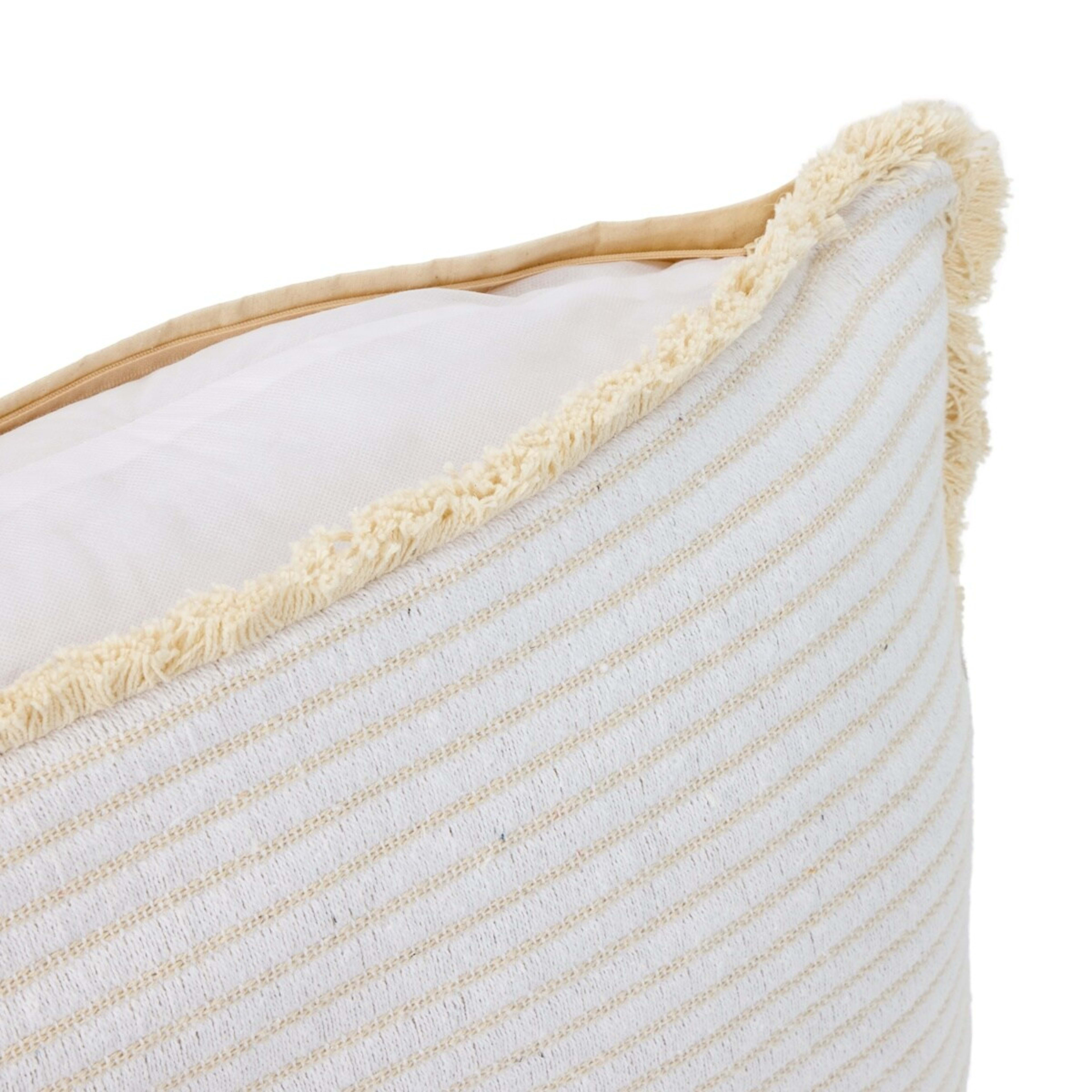 4 60cm Woven Fringe Cushion - White, 4 of 5