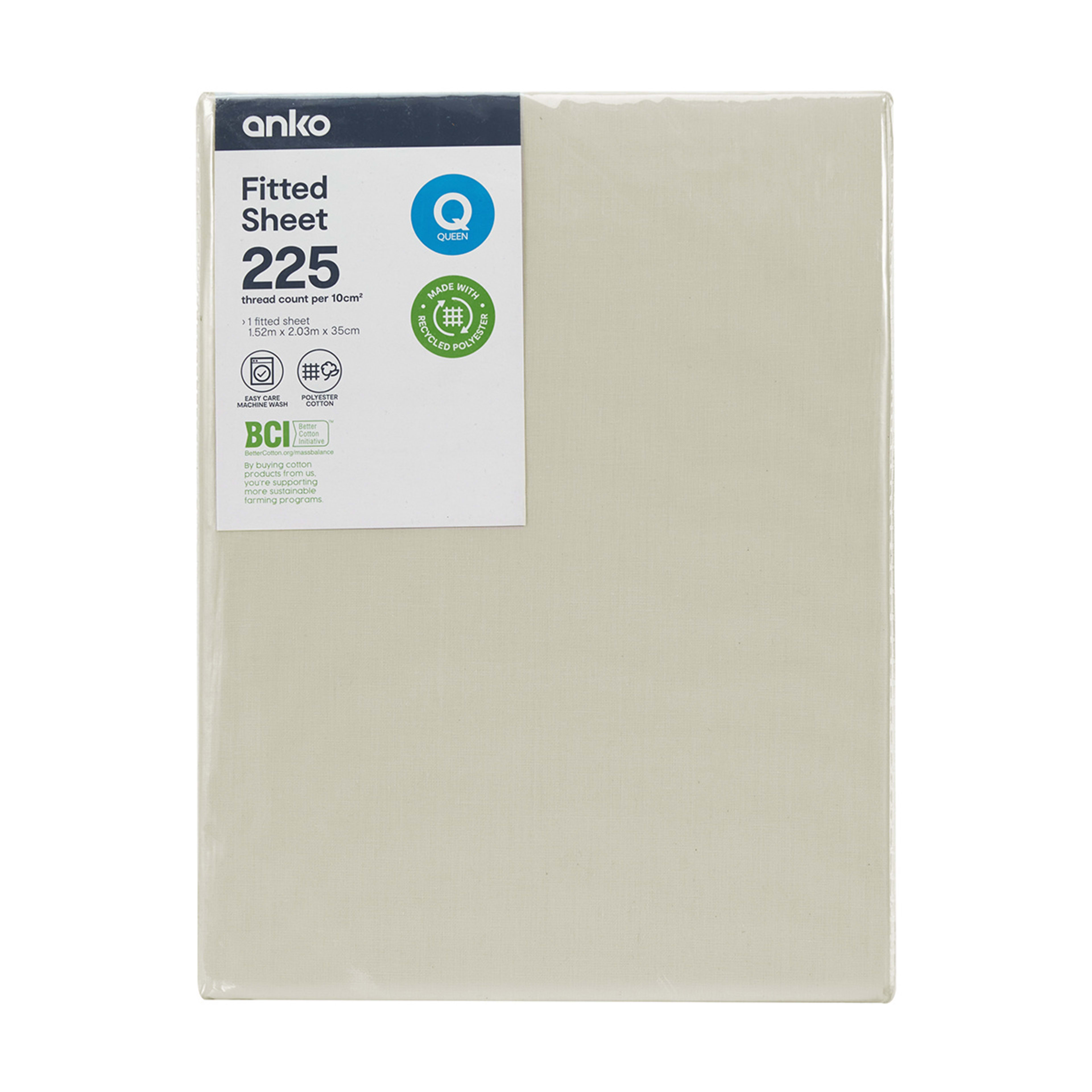 4 225 Thread Count Fitted Sheet - Queen Bed, Oatmeal, 4 of 4