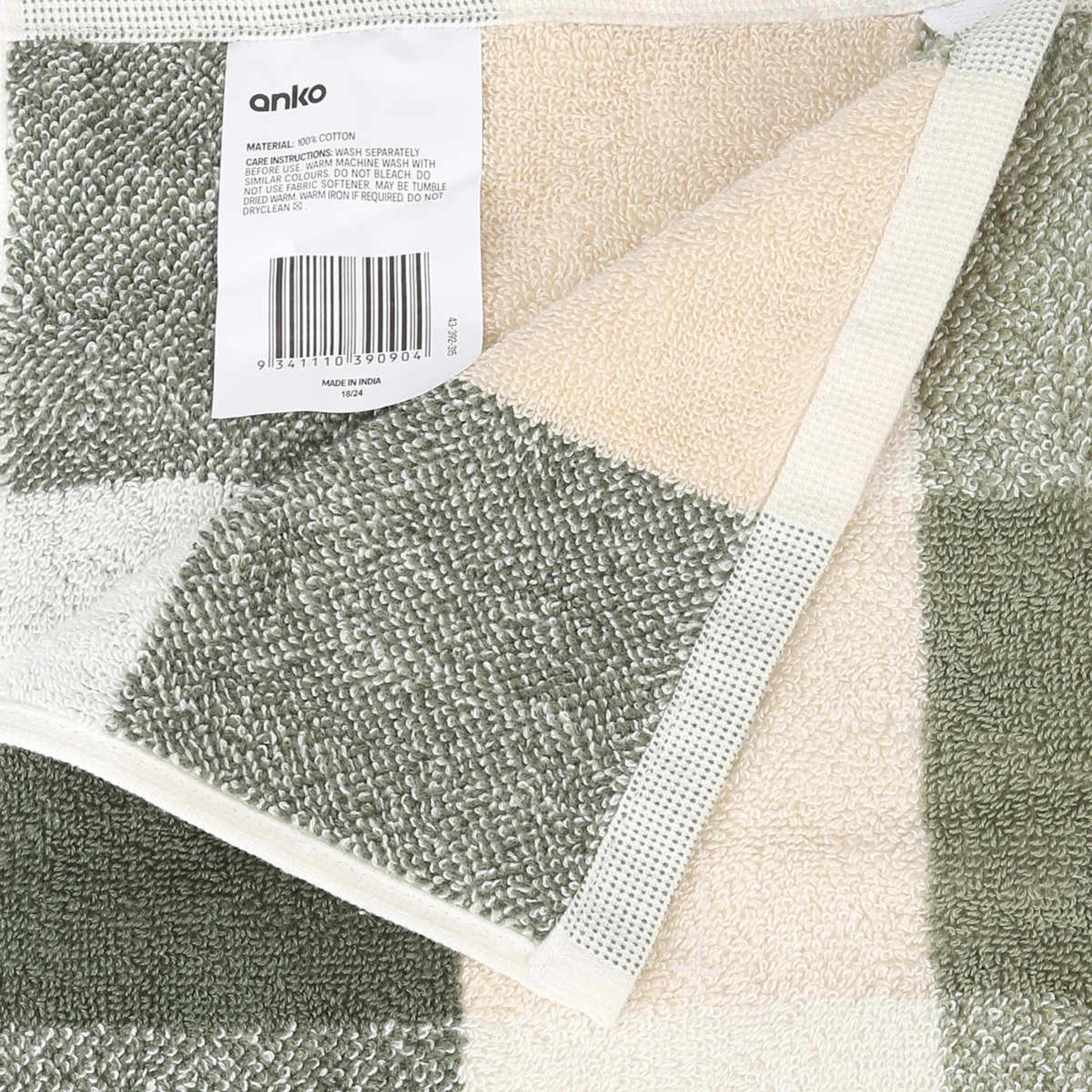 2 Gingham Cotton Hand Towel - Olive, 2 of 5