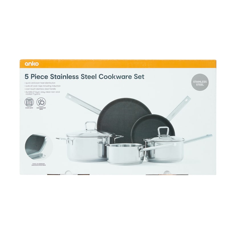 5 Piece Stainless Steel Cookware Set Kmart