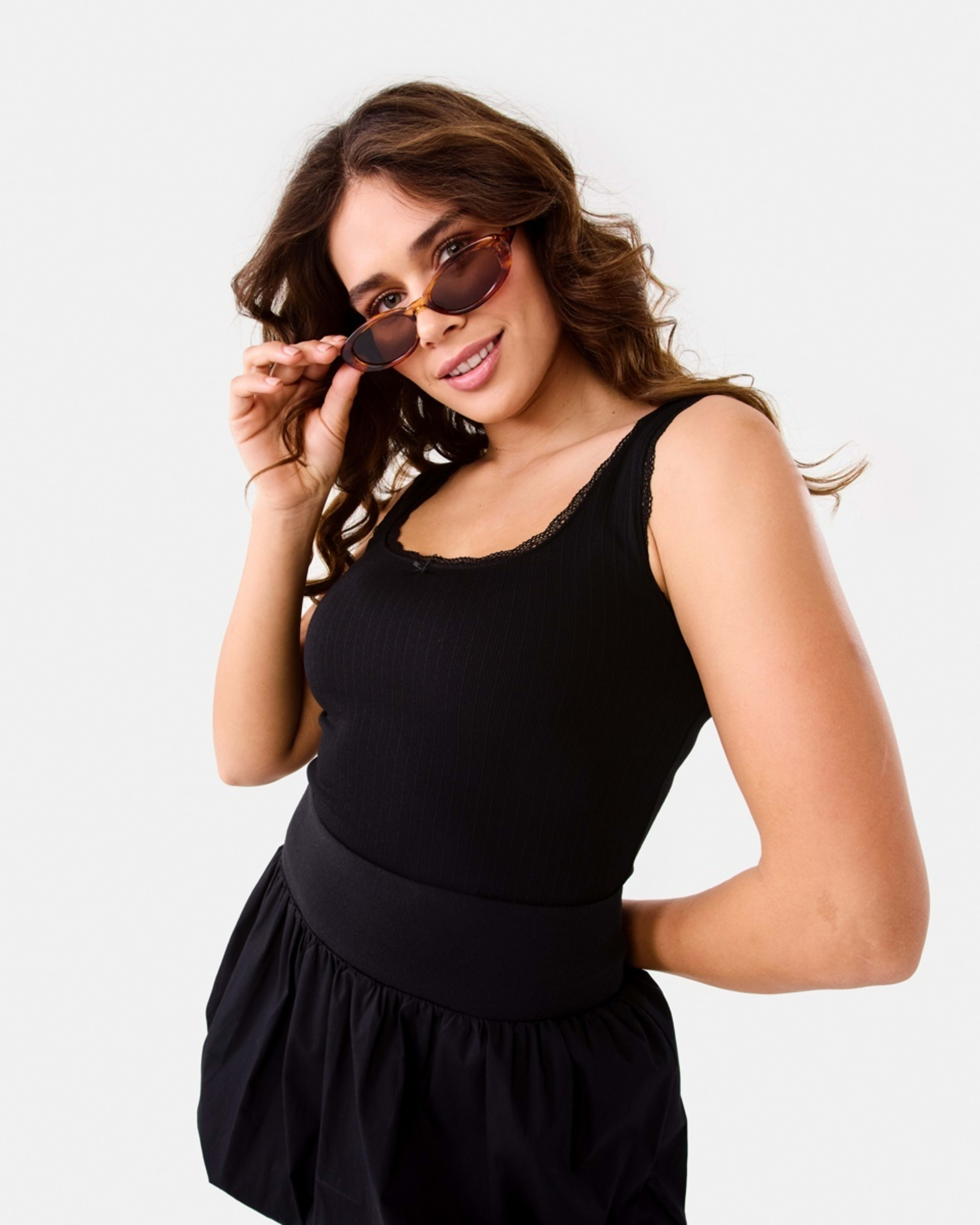 10 Sleeveless Rib Lace Trim Top Black, 10 of 10