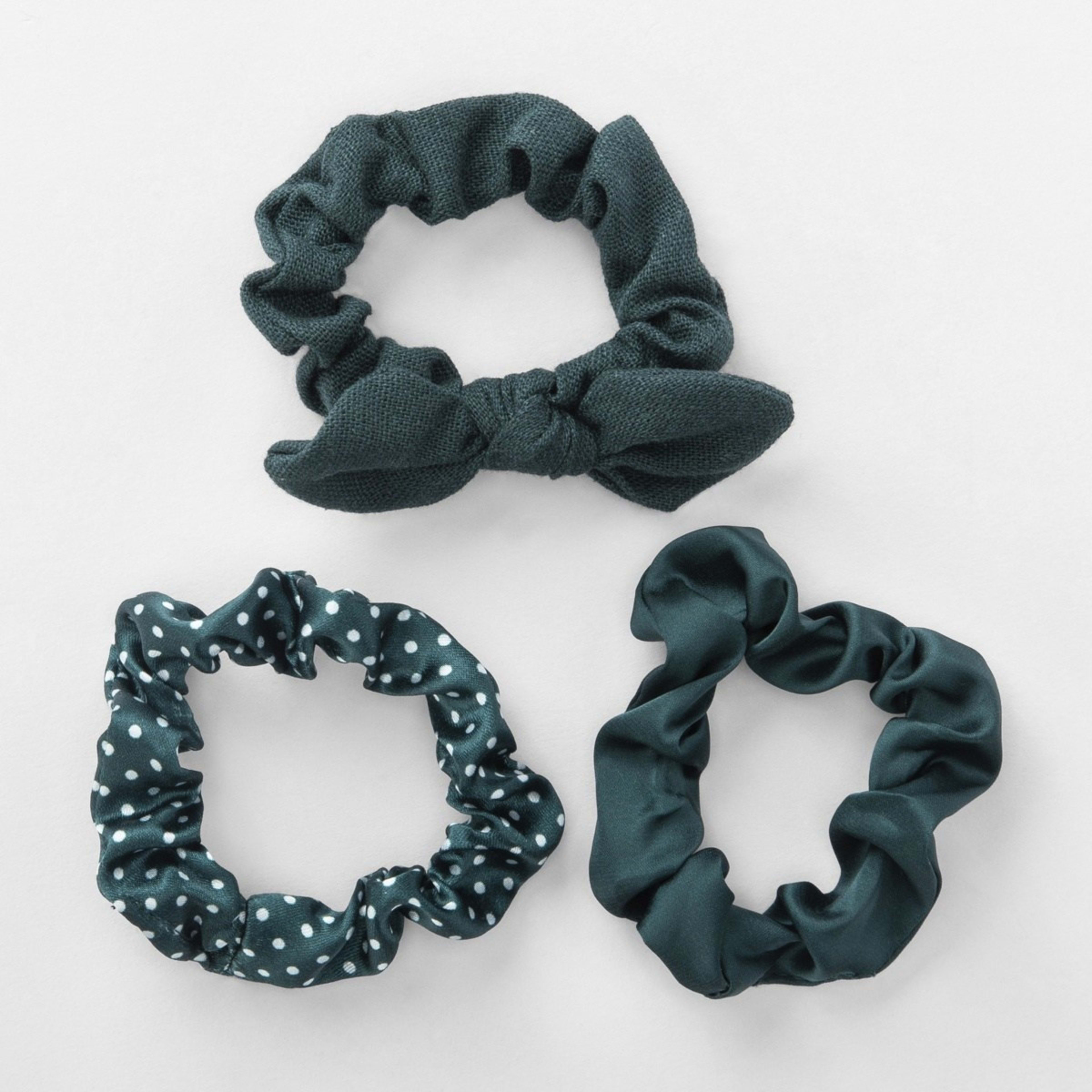 1 3 Pack Back to School Hair Scrunchies - Green