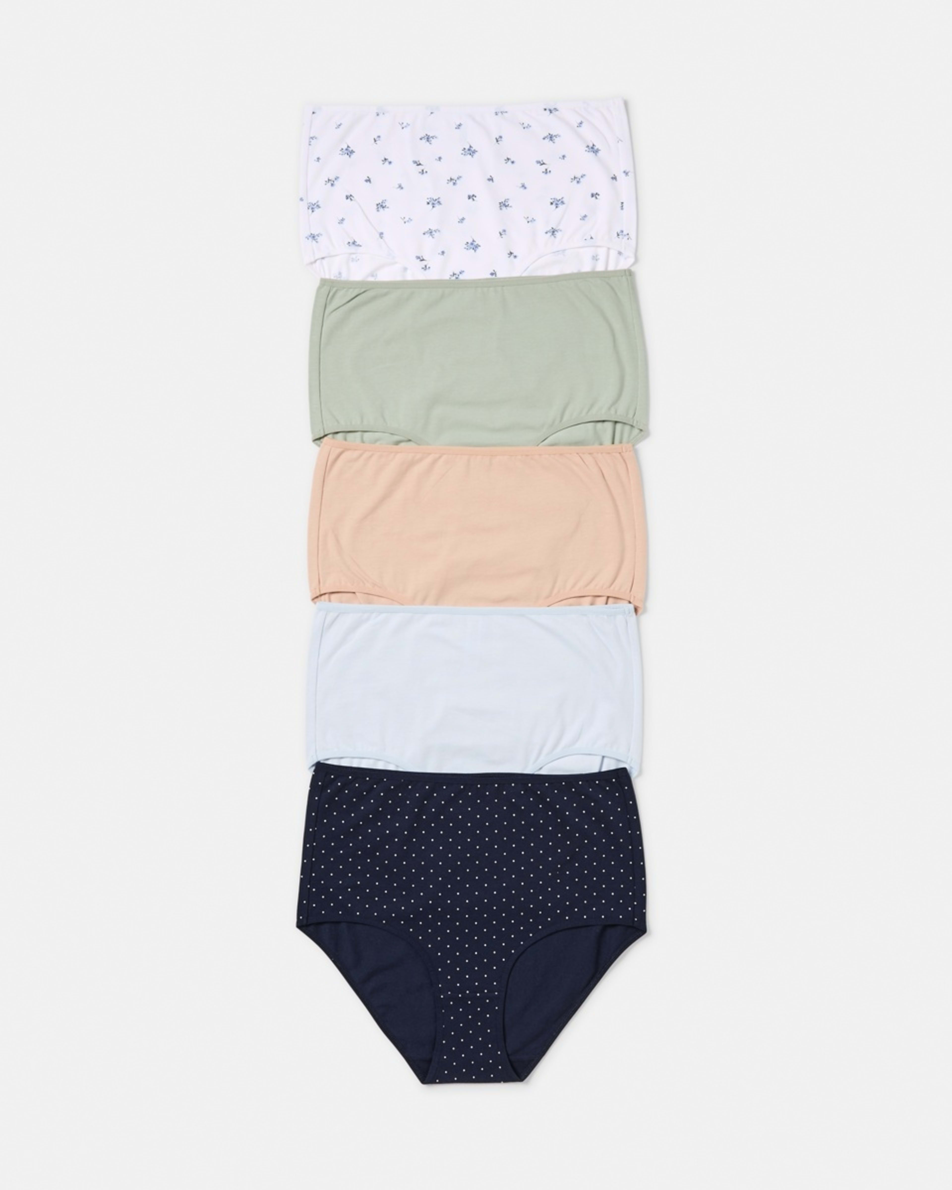 1 5 Pack Cotton Stretch Full Briefs Navy Spot, 1 of 9