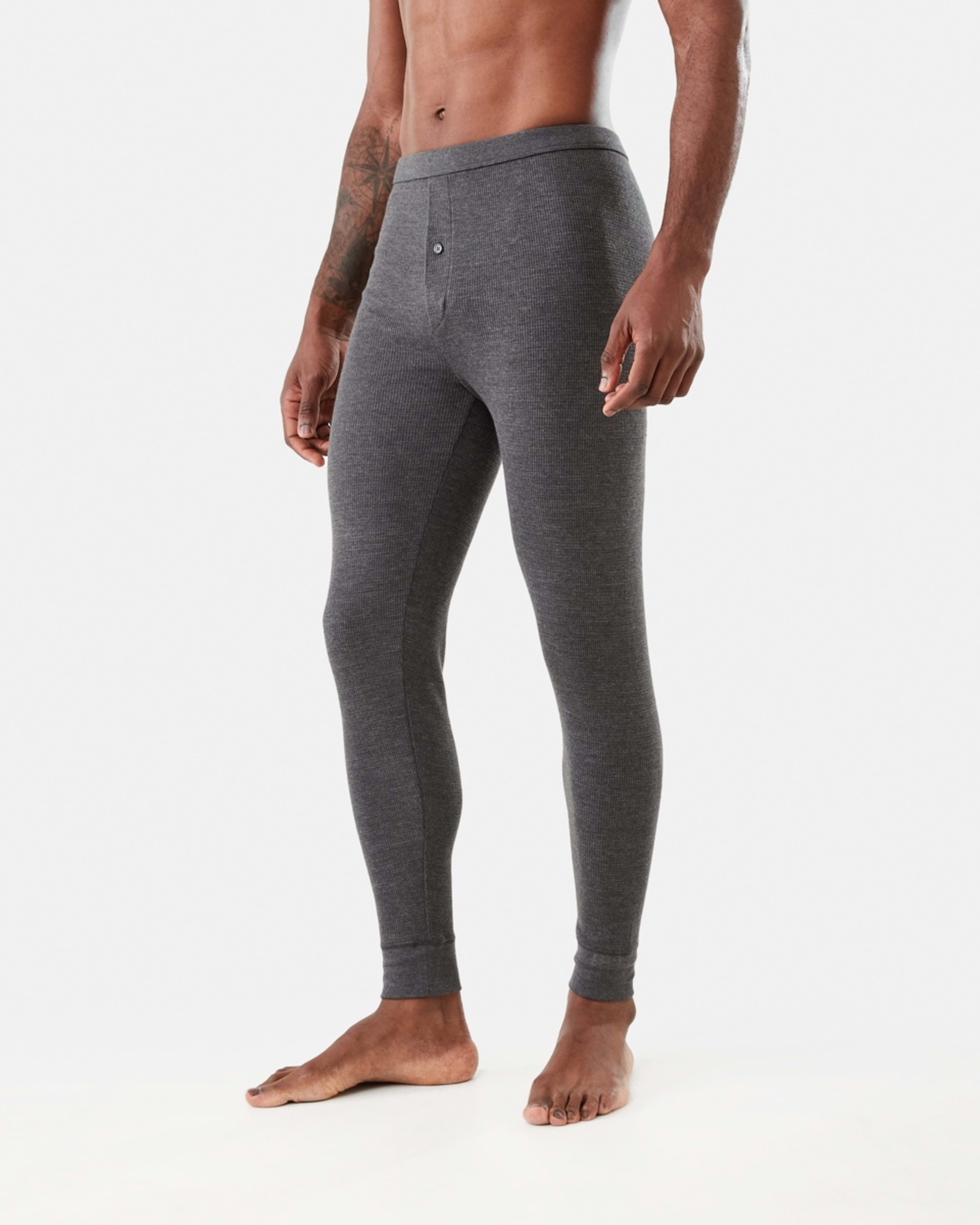 2 Long Mini Waffle Thermal Pants Charcoal Marle, 2 of 5