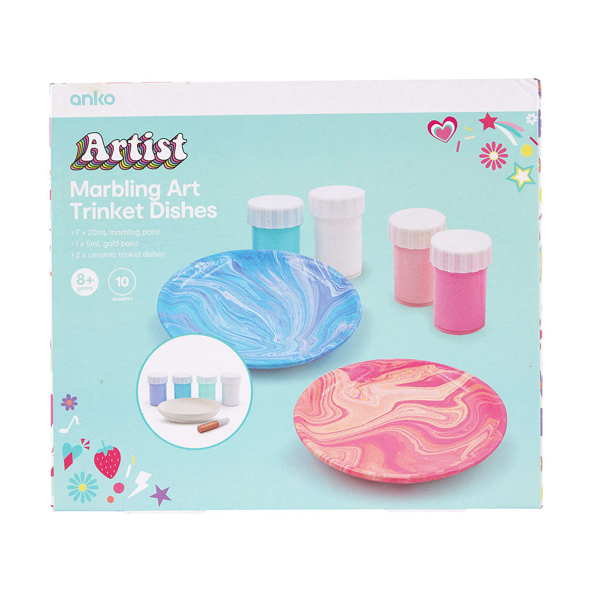 10 Piece Marbling Art Trinket Dishes Kmart
