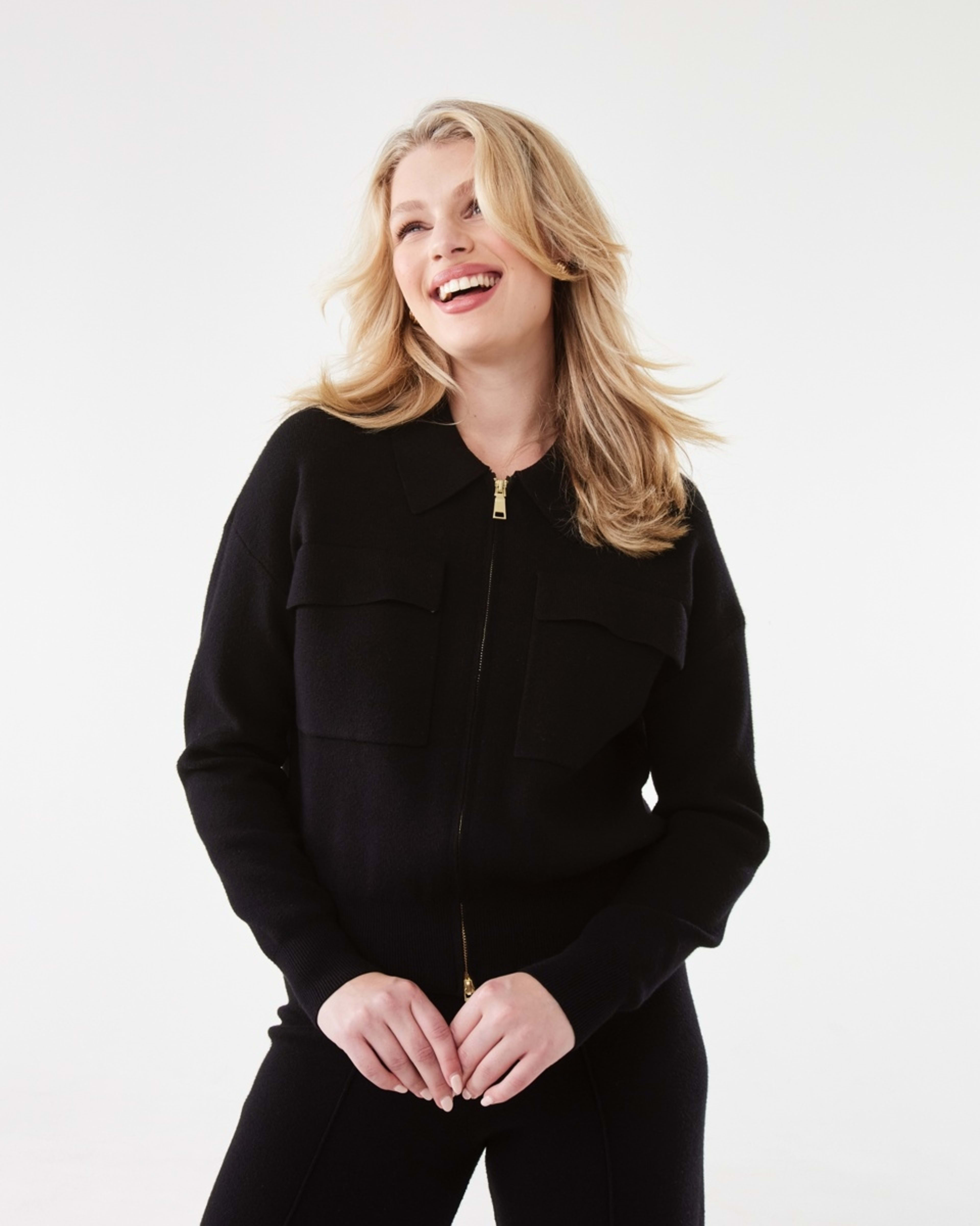 1 Compact Knit Shacket Black, 1 of 7