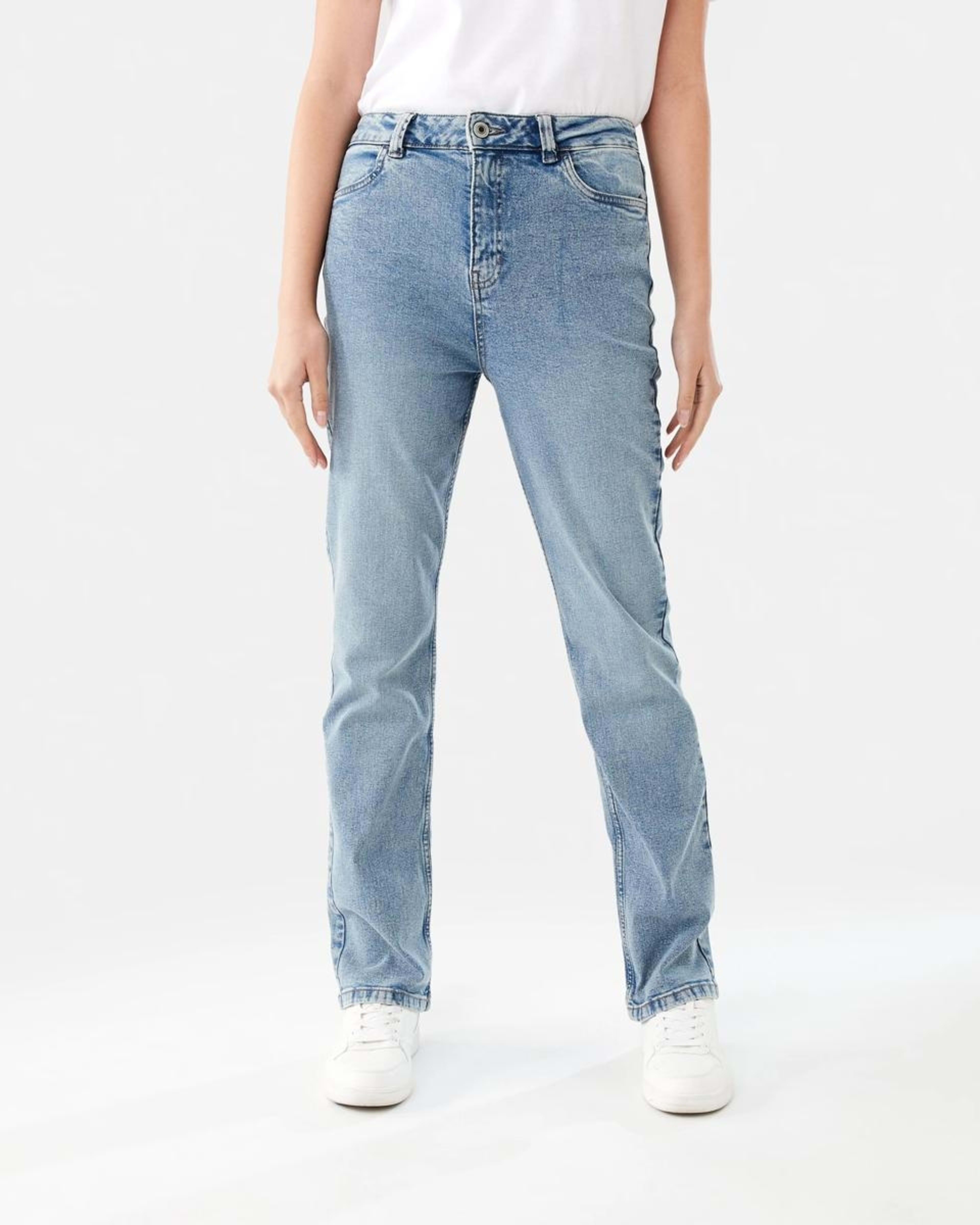 1 High Rise Straight Jeans MID WASH, 1 of 8