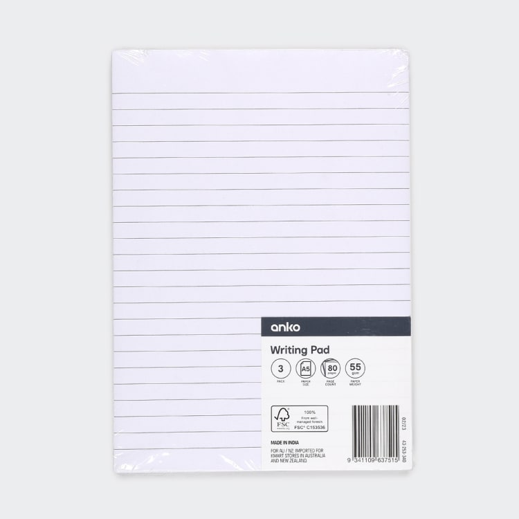 3 Pack Writing Pad Kmart