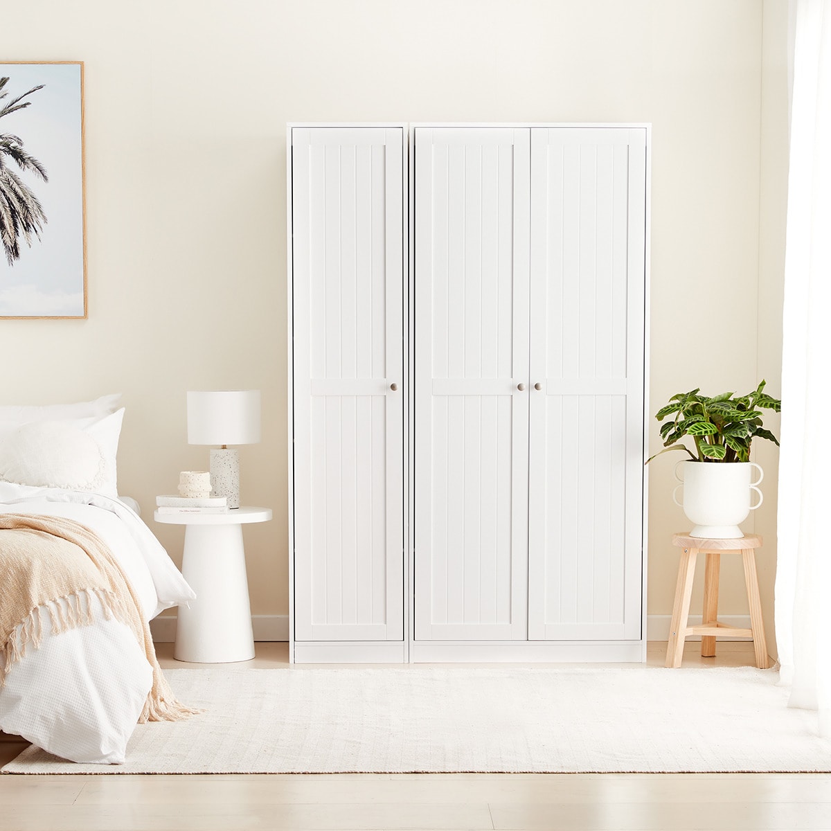 Hamptons Wardrobe 2 Door Hanging Rail with Storage Shelf Kmart