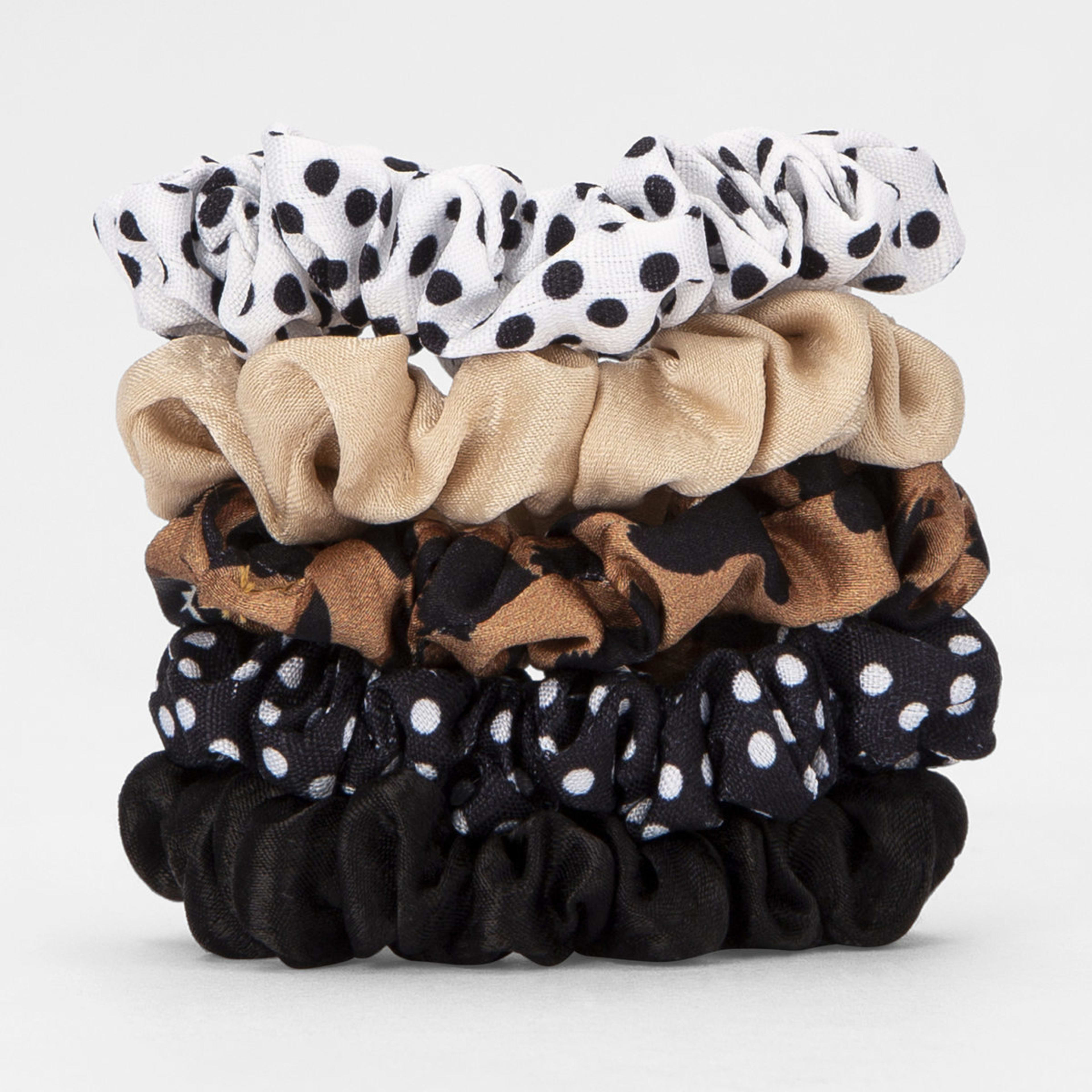 5 Pack Mini Hair Scrunchies - Spots and Leopard - Kmart