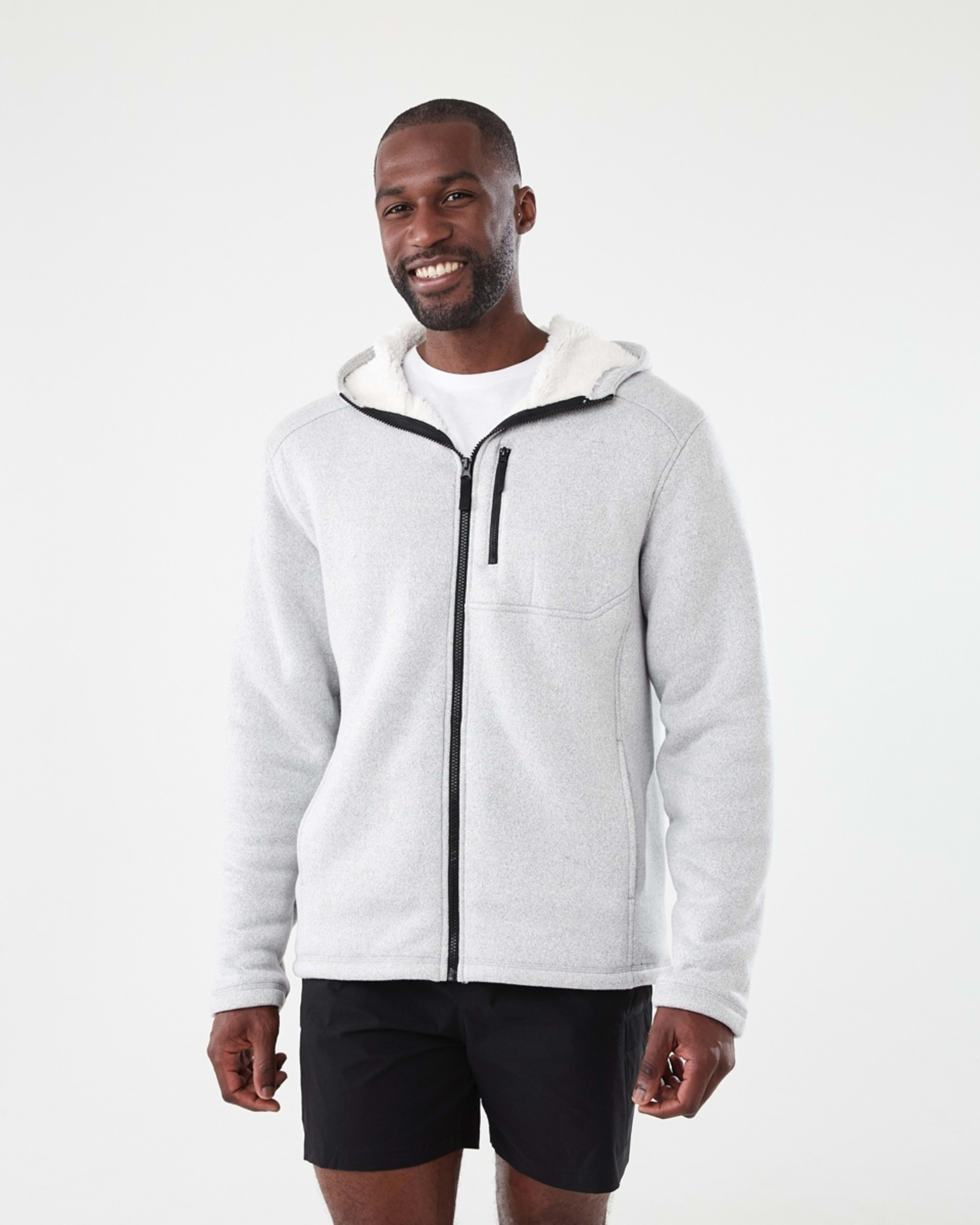 2 Active Mens Knit Sherpa Jacket Alloy Grey Marle, 2 of 8