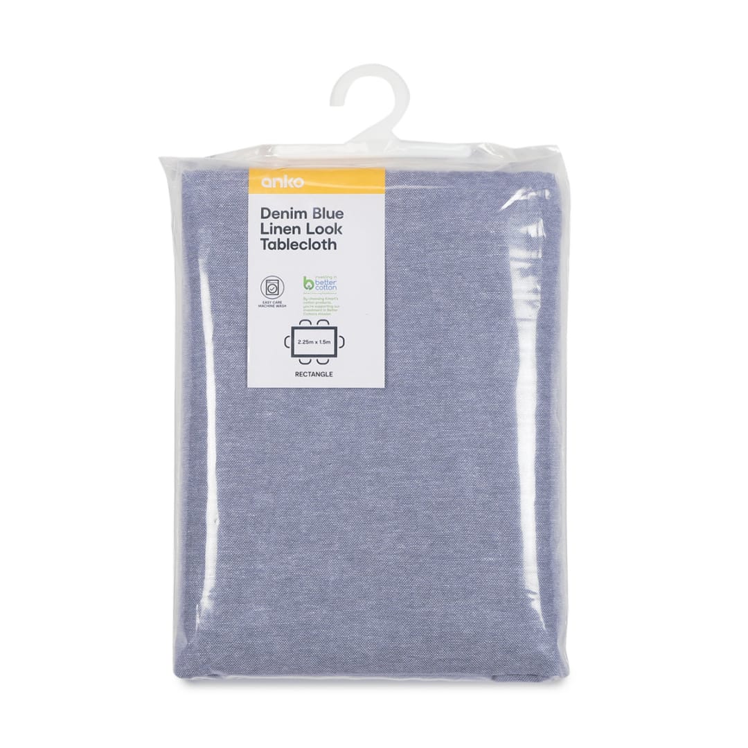Denim Blue Linen Look Tablecloth Kmart
