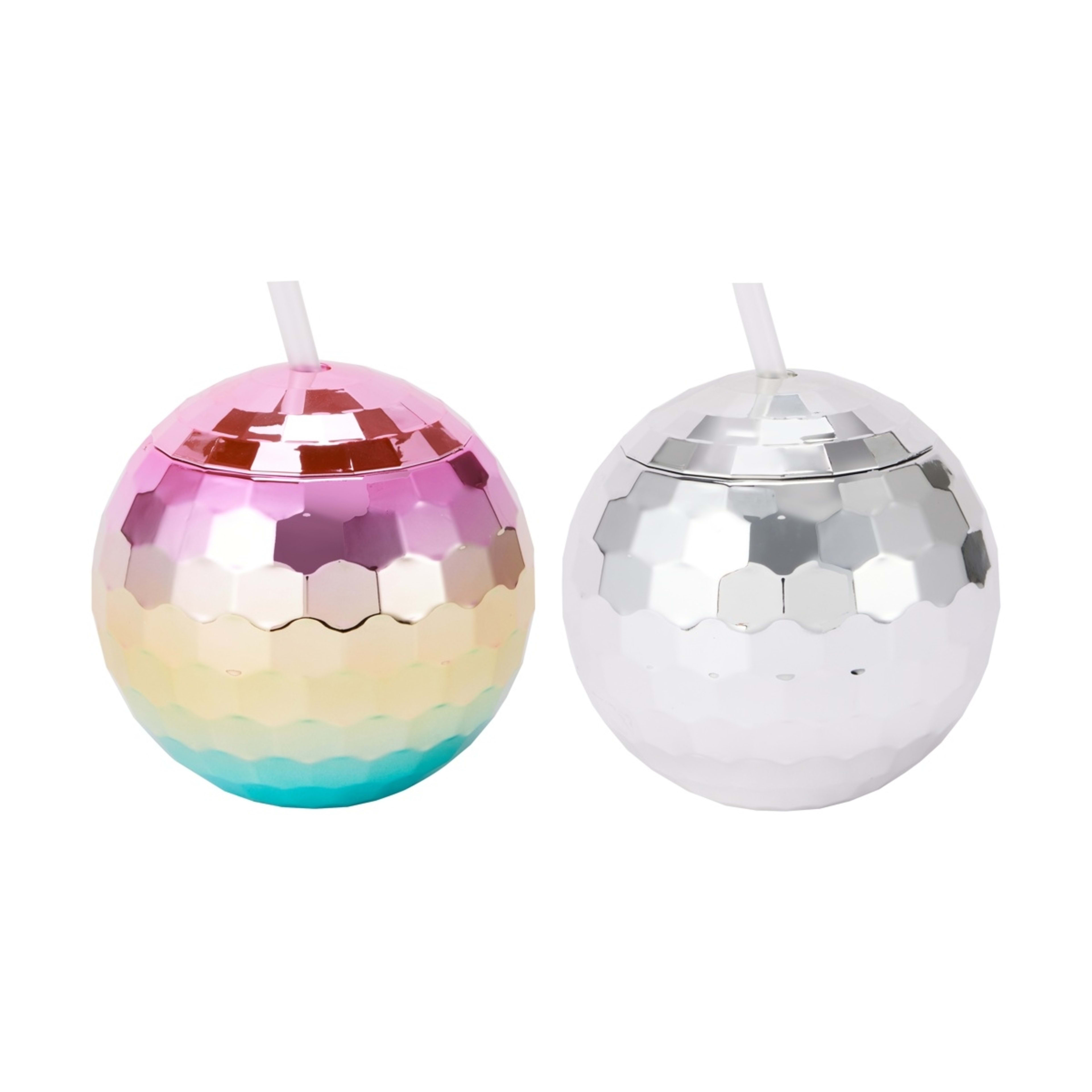 Novelty Disco Ball Cup with Straw Assorted Kmart