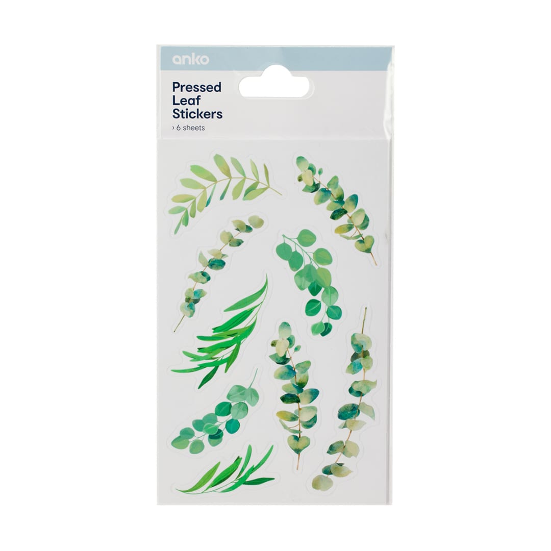 6 Pack Pressed Leaf Stickers Kmart