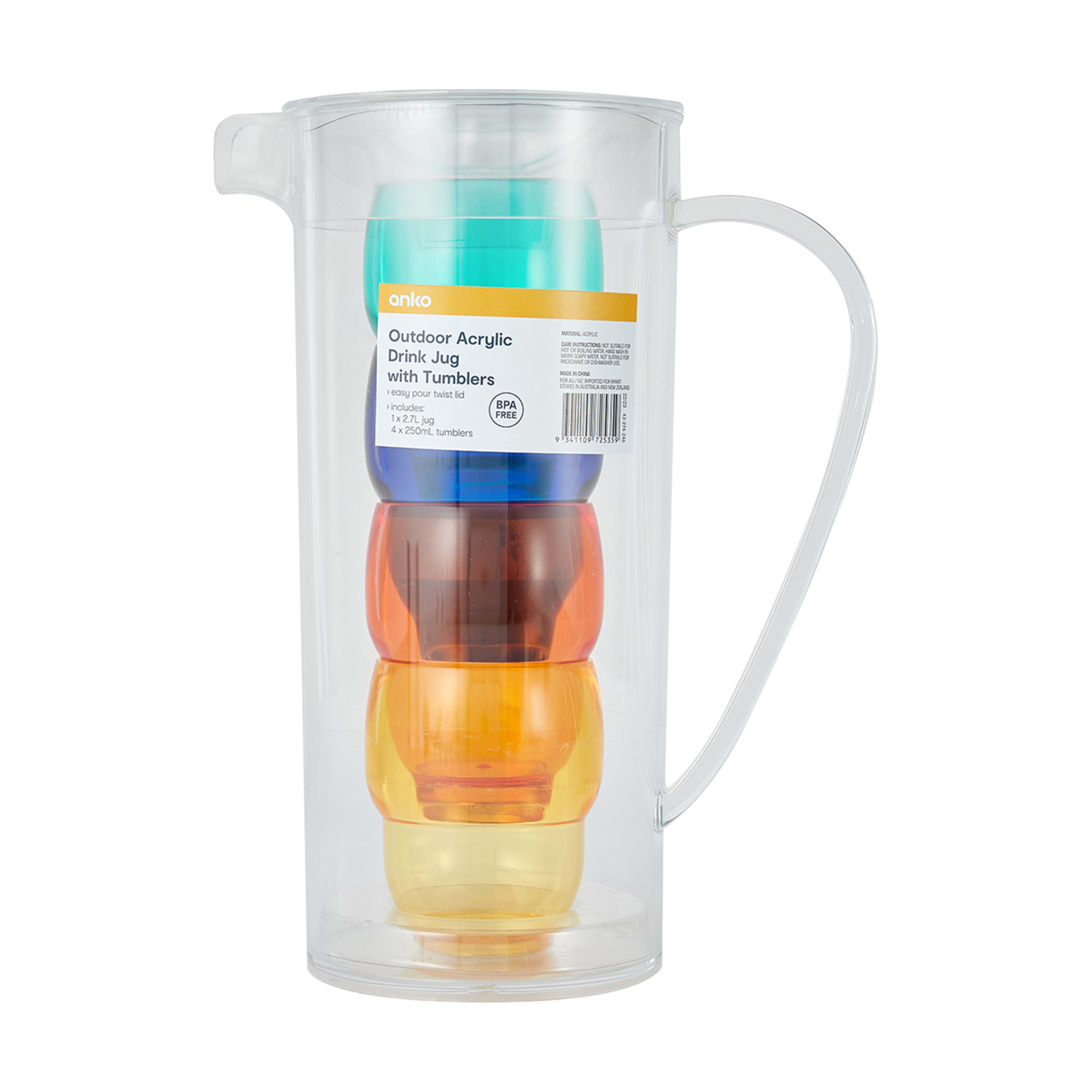 10 Outdoor Acrylic Drink Jug with Tumblers, 10 of 10