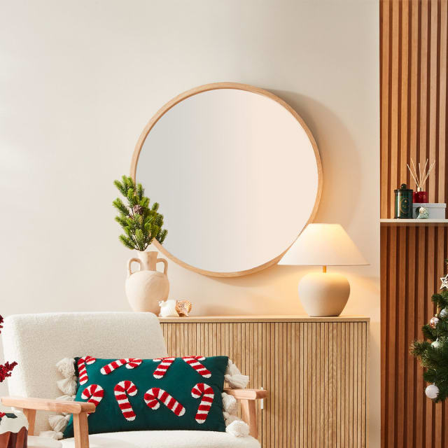 Oak Look Round Mirror Kmart