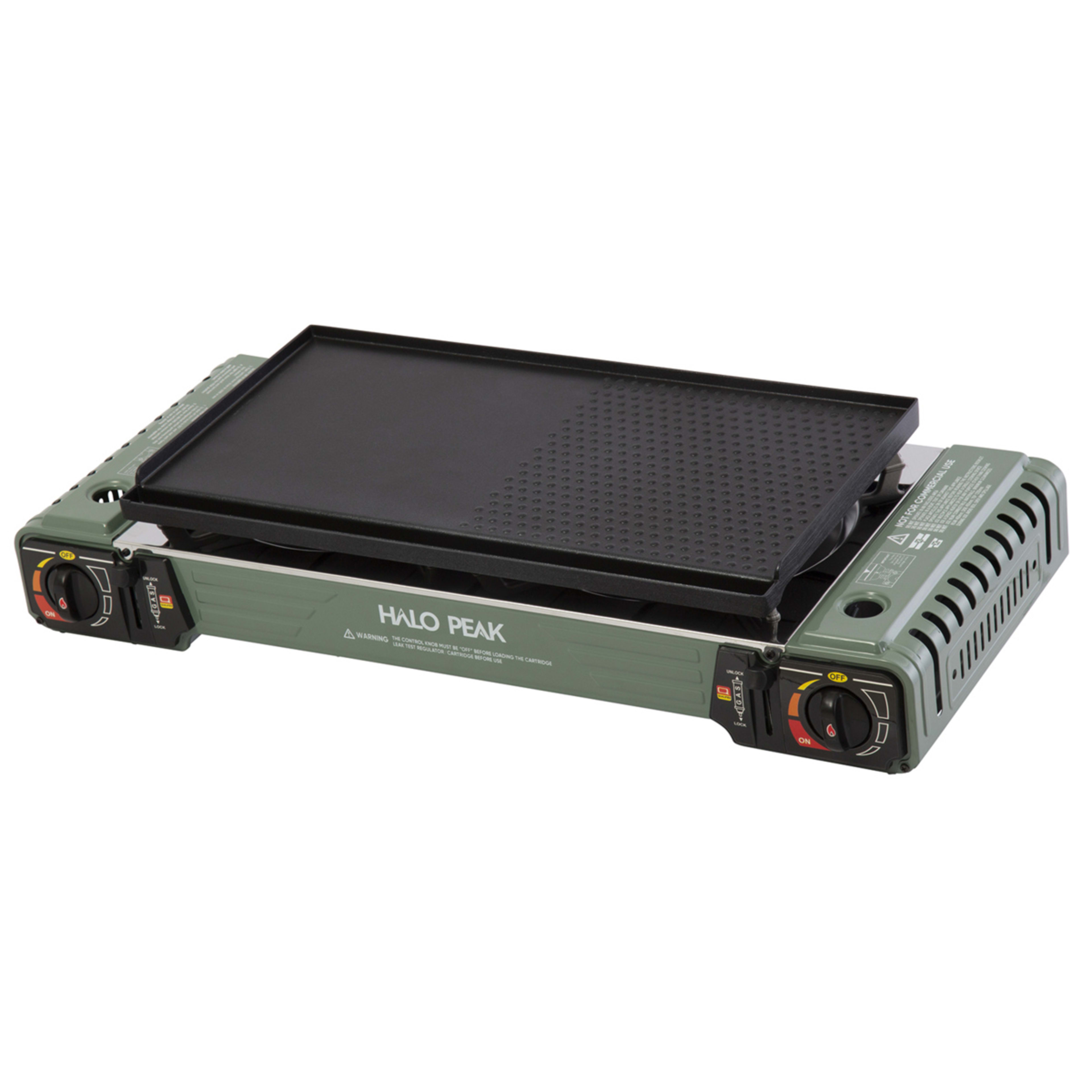 Halo Peak Butane Twin Burner Stove with Hotplate Kmart