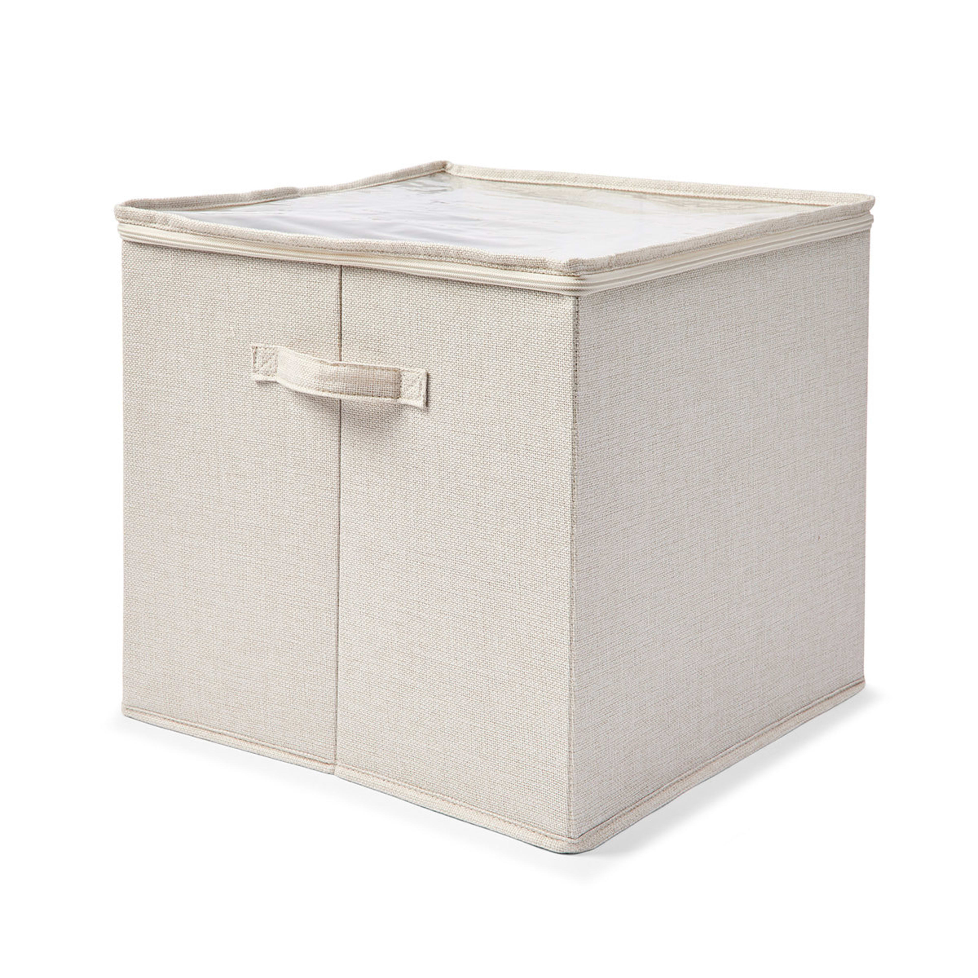 Linen Look Storage Box with Dividers - Beige - Kmart