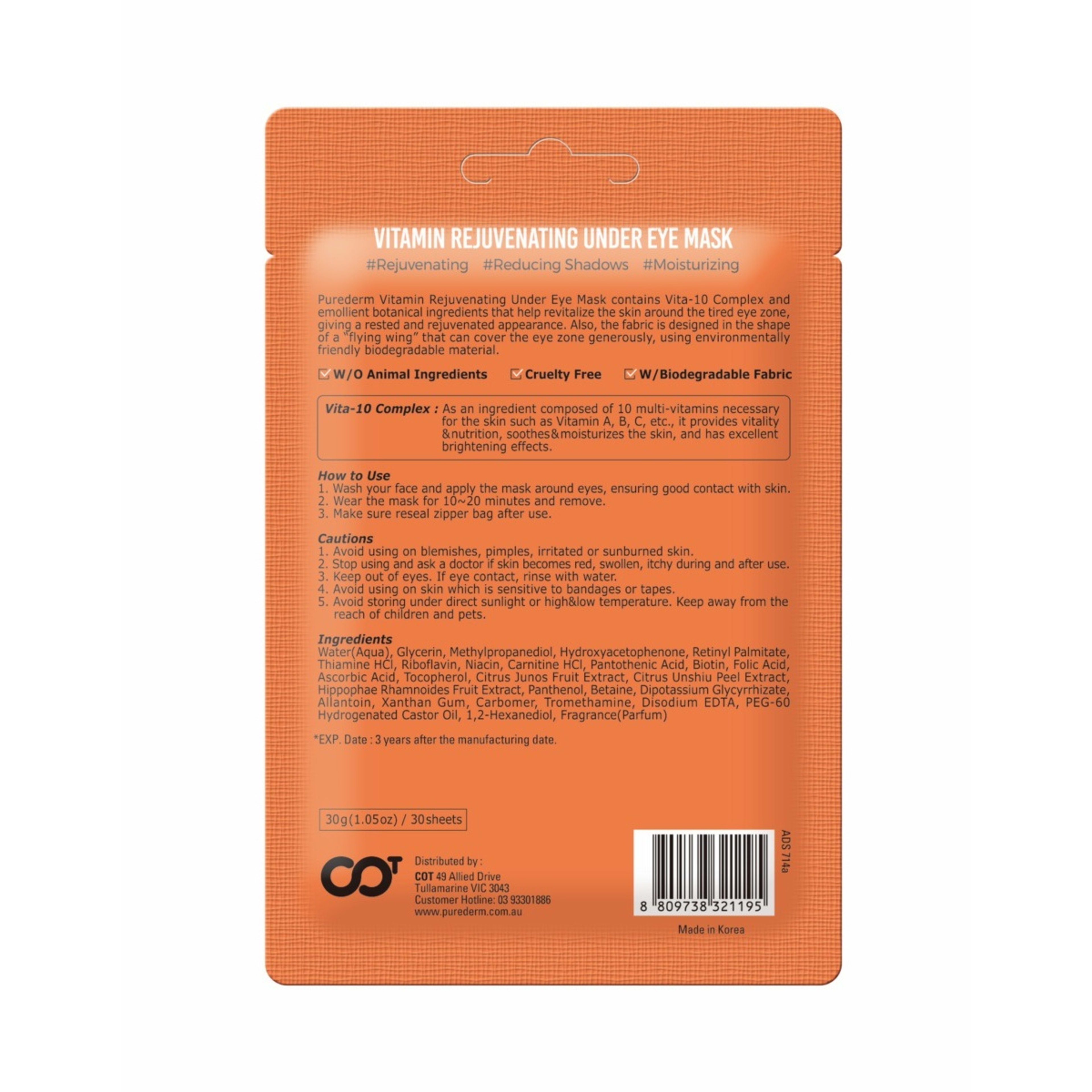 2 Purederm Vitamin Rejuvenating Under Eye Mask 30g, 2 of 2