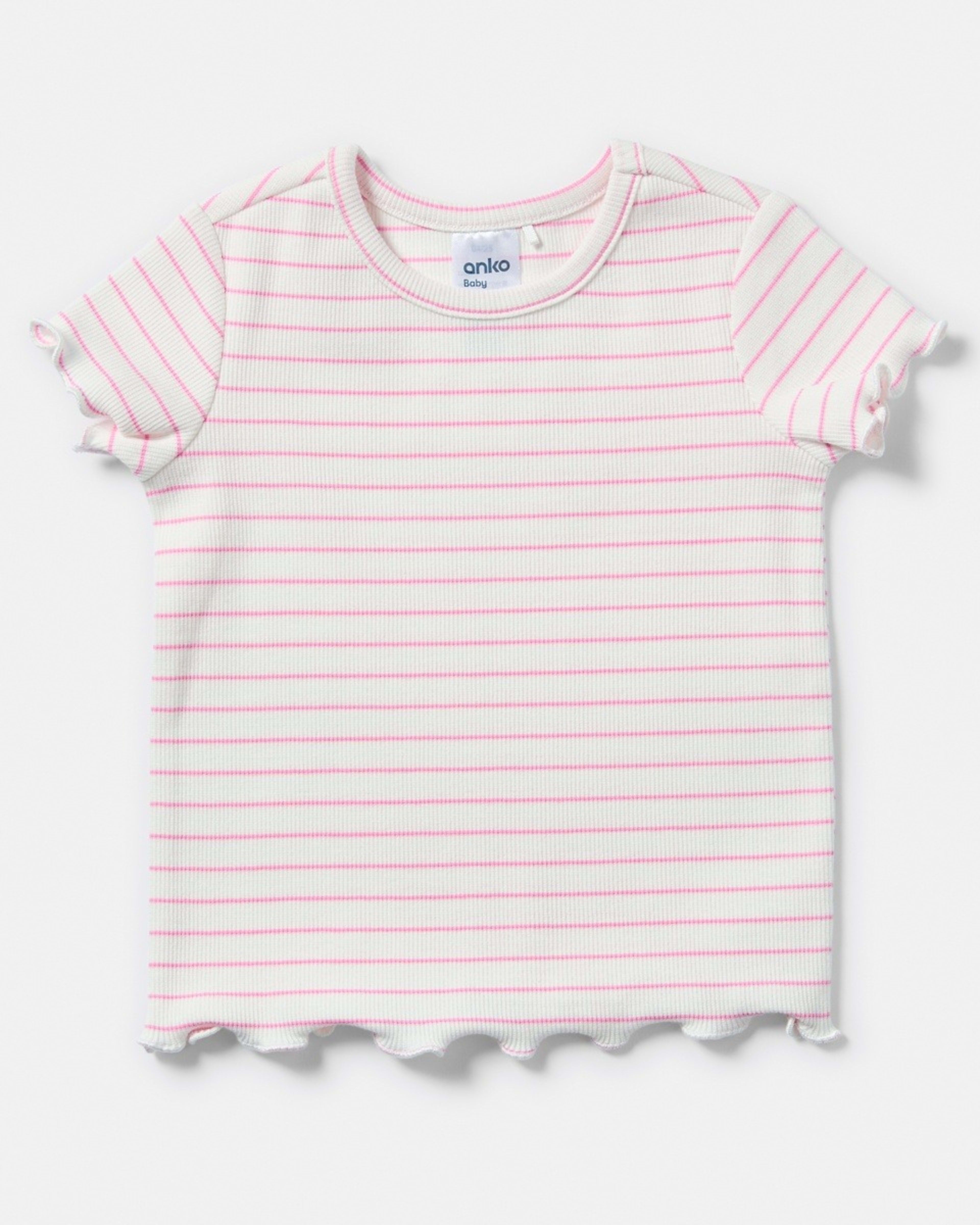 3 3 Pack Short Sleeve Ribbed T-shirt PINK DAISIES, 3 of 8