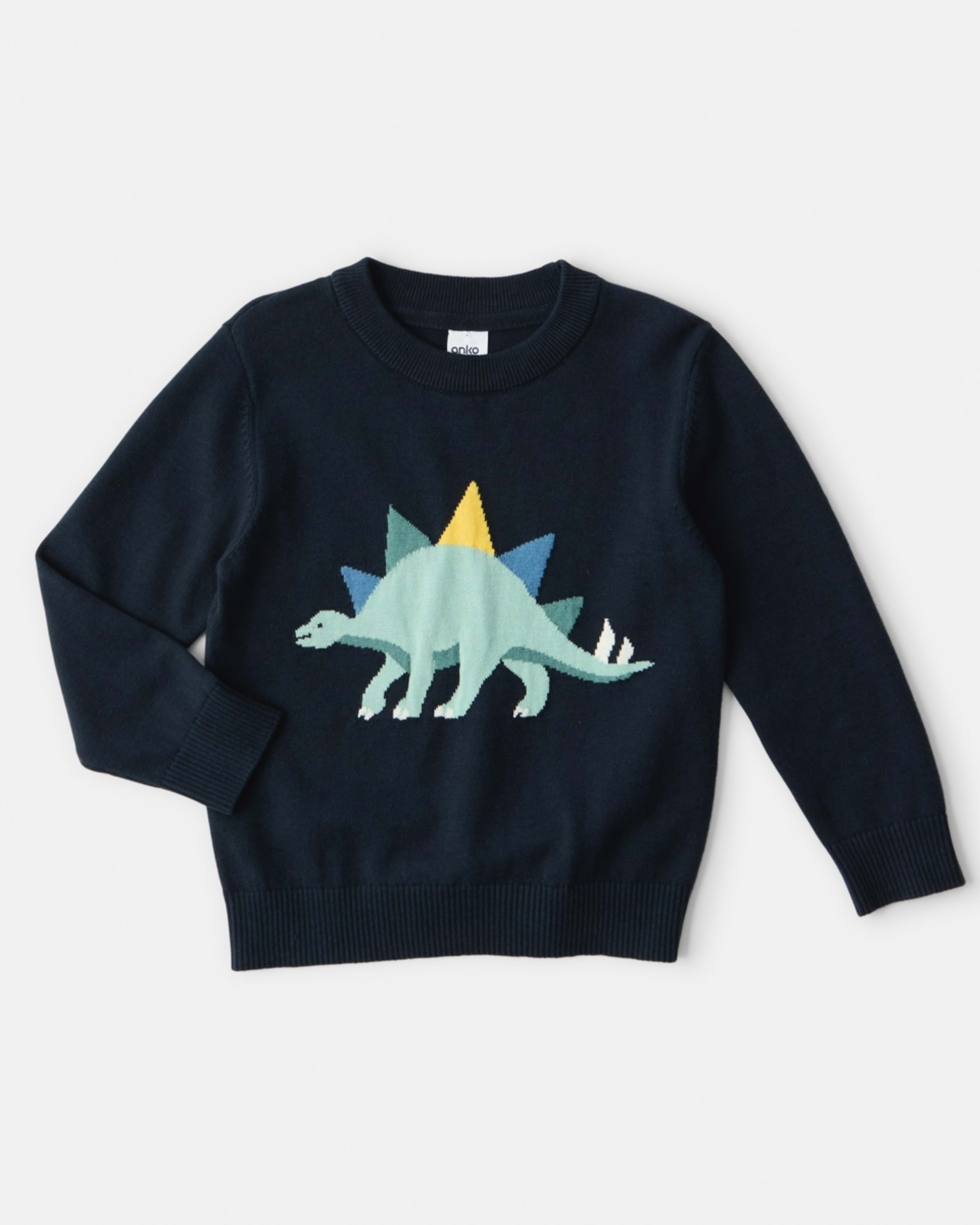 8 Jacquard Crew Neck Top Blue Dino, 8 of 9