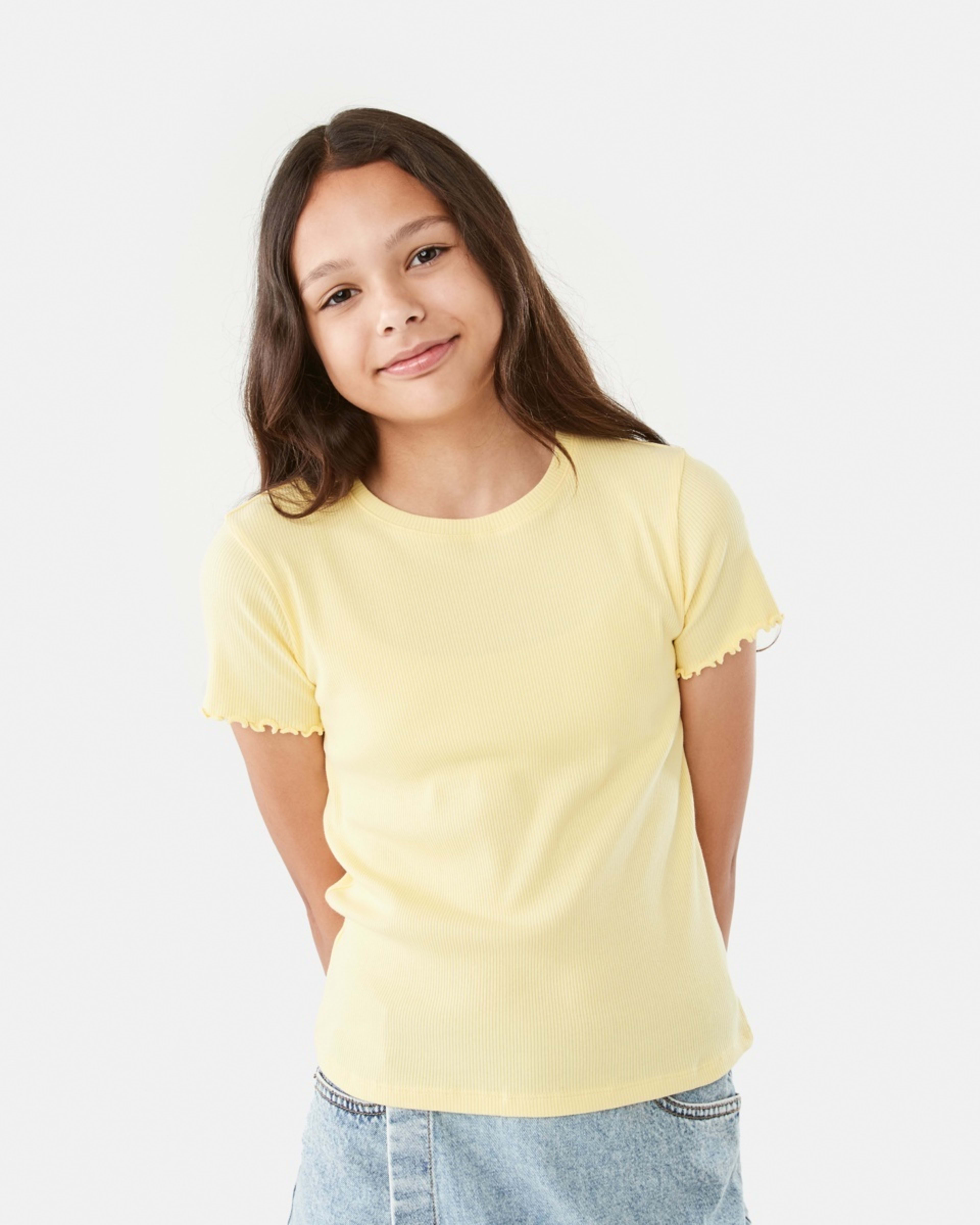 1 Short Sleeve Rib Top Merng Ylw, 1 of 9