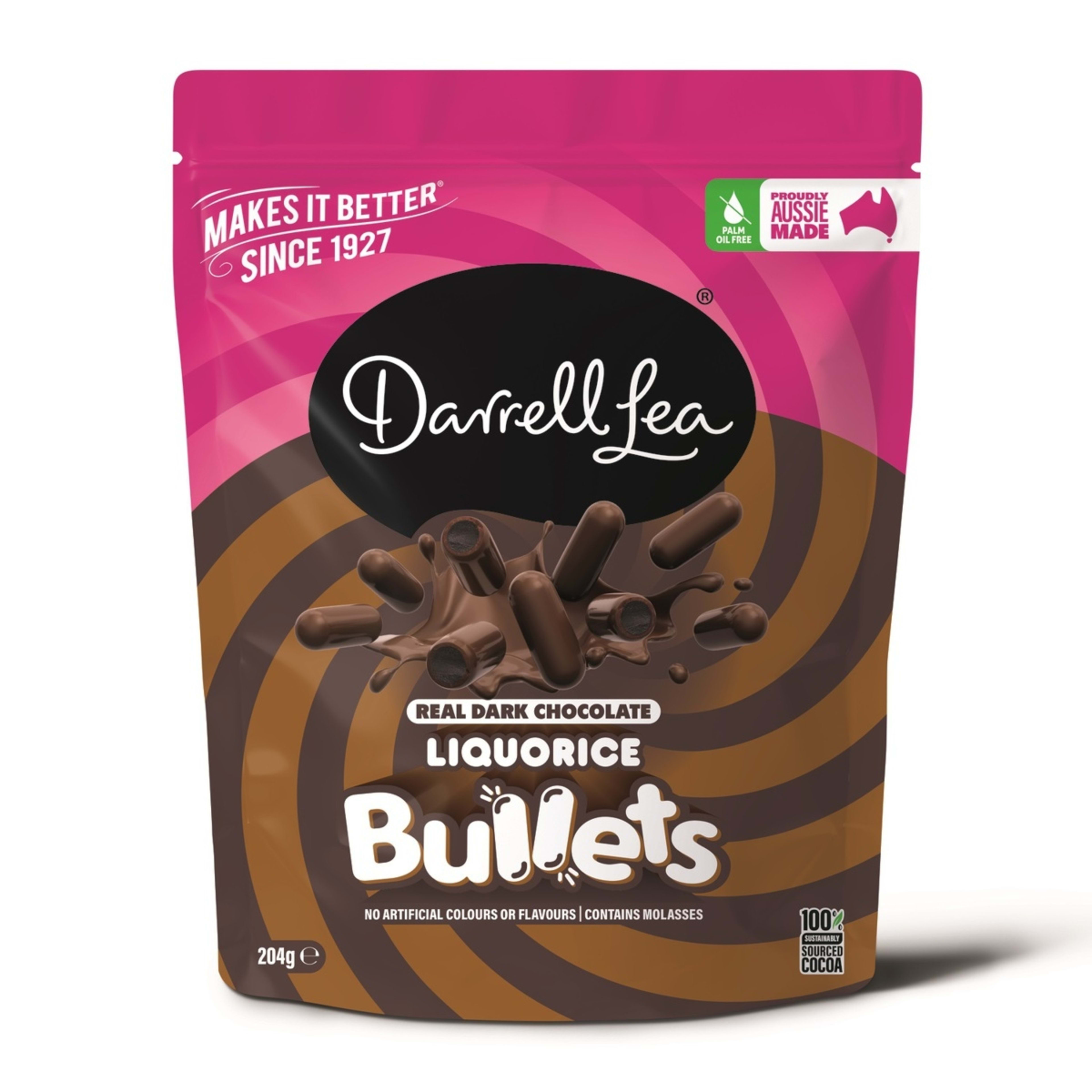 1 Darrell Lea Real Dark Chocolate Liquorice Bullets 204g