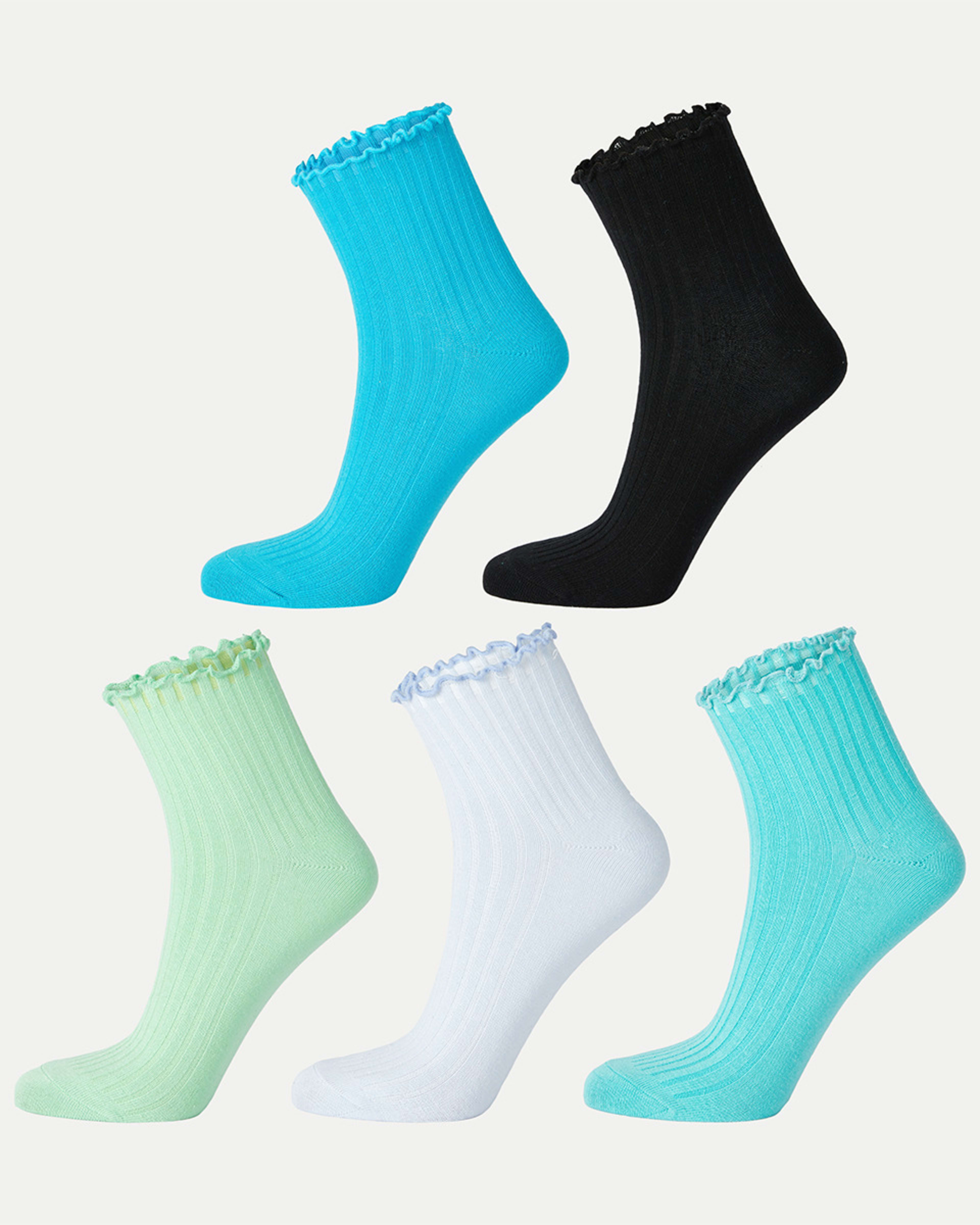 5 Pack Frill Quarter Crew Socks Kmart